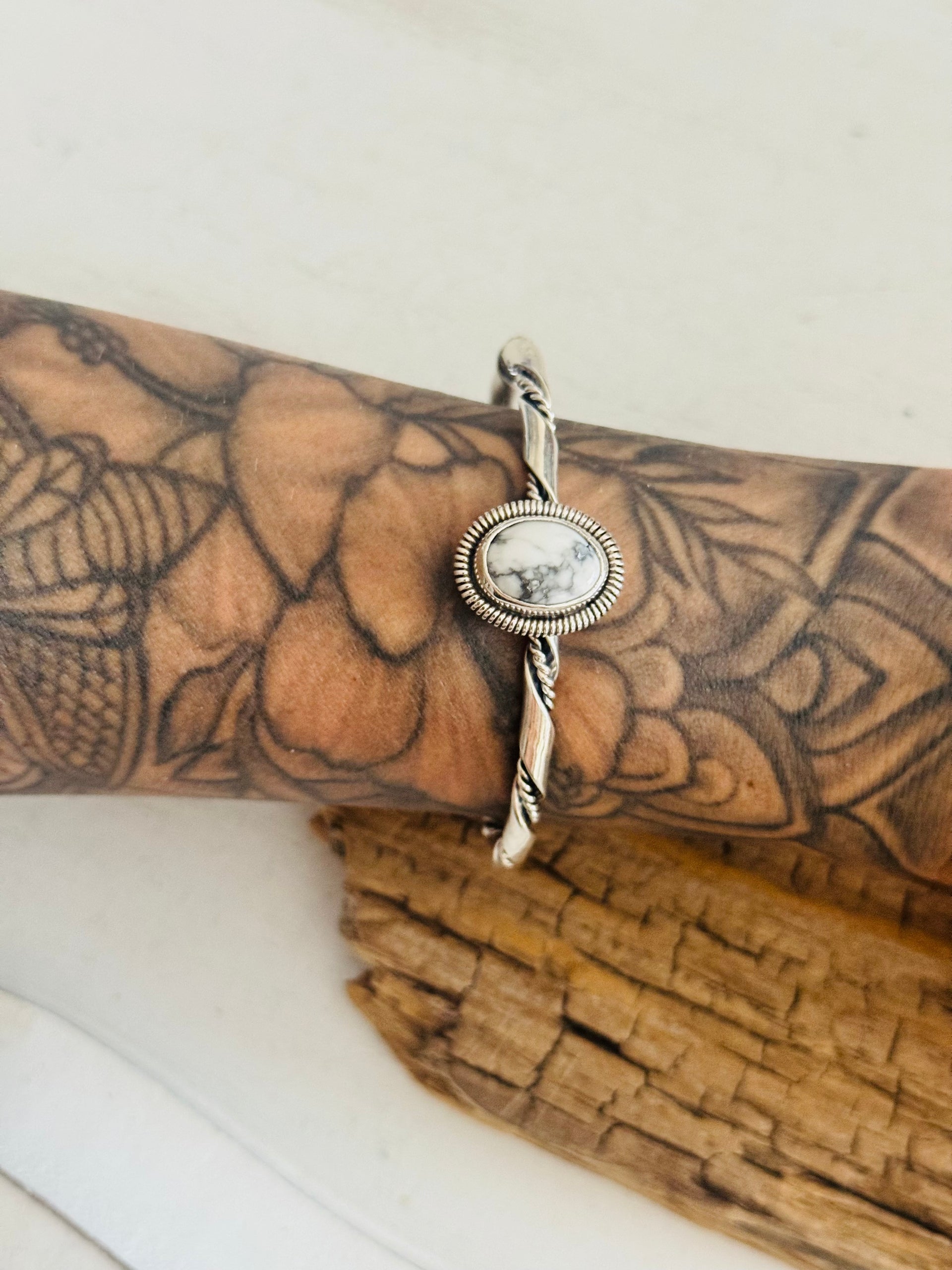 Wydell Billie White Buffalo & Sterling Silver Cuff Bracelet