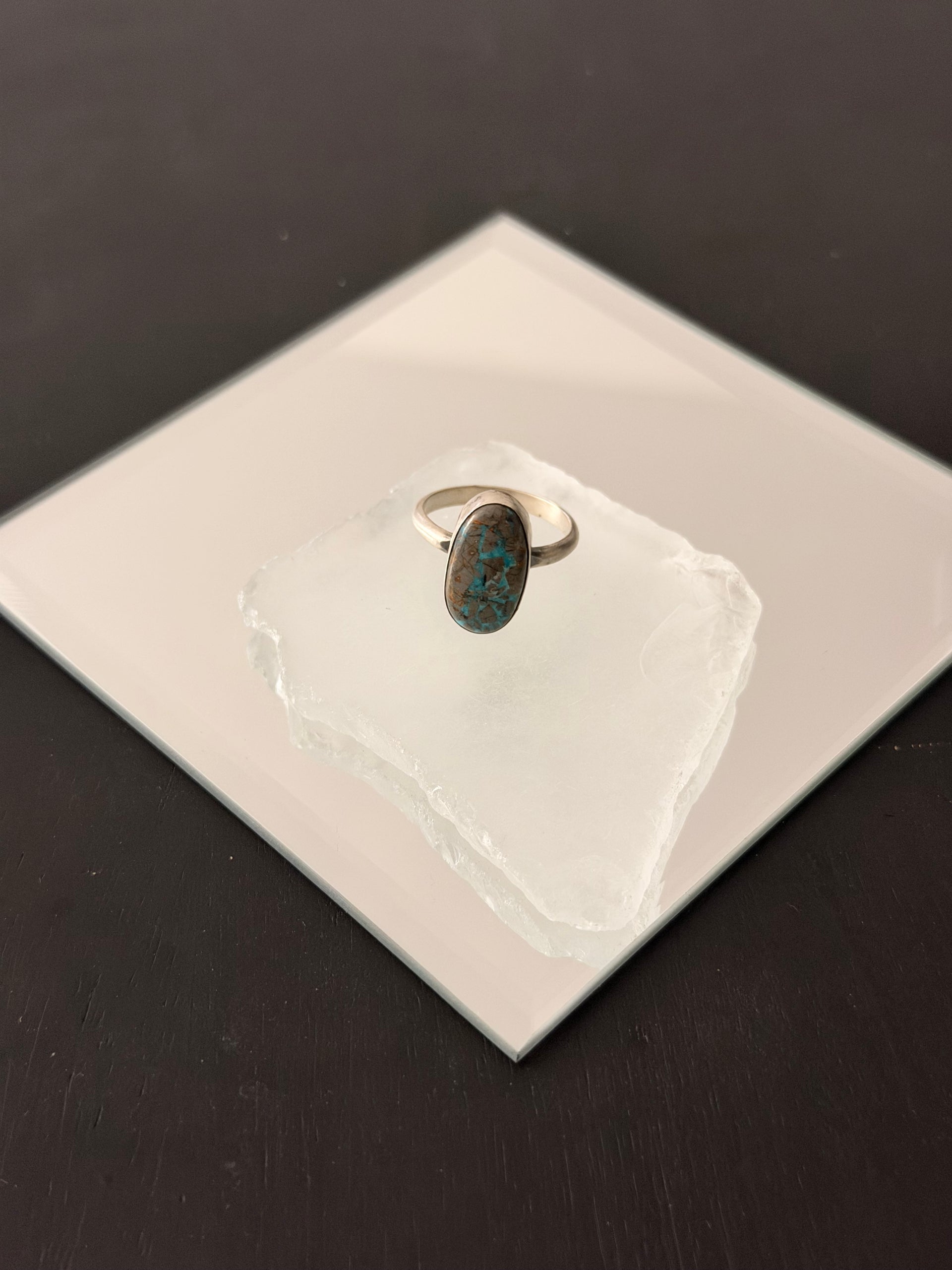 Navajo Made Thunder Mountain Turquoise & Sterling Silver Ring Size 6.5
