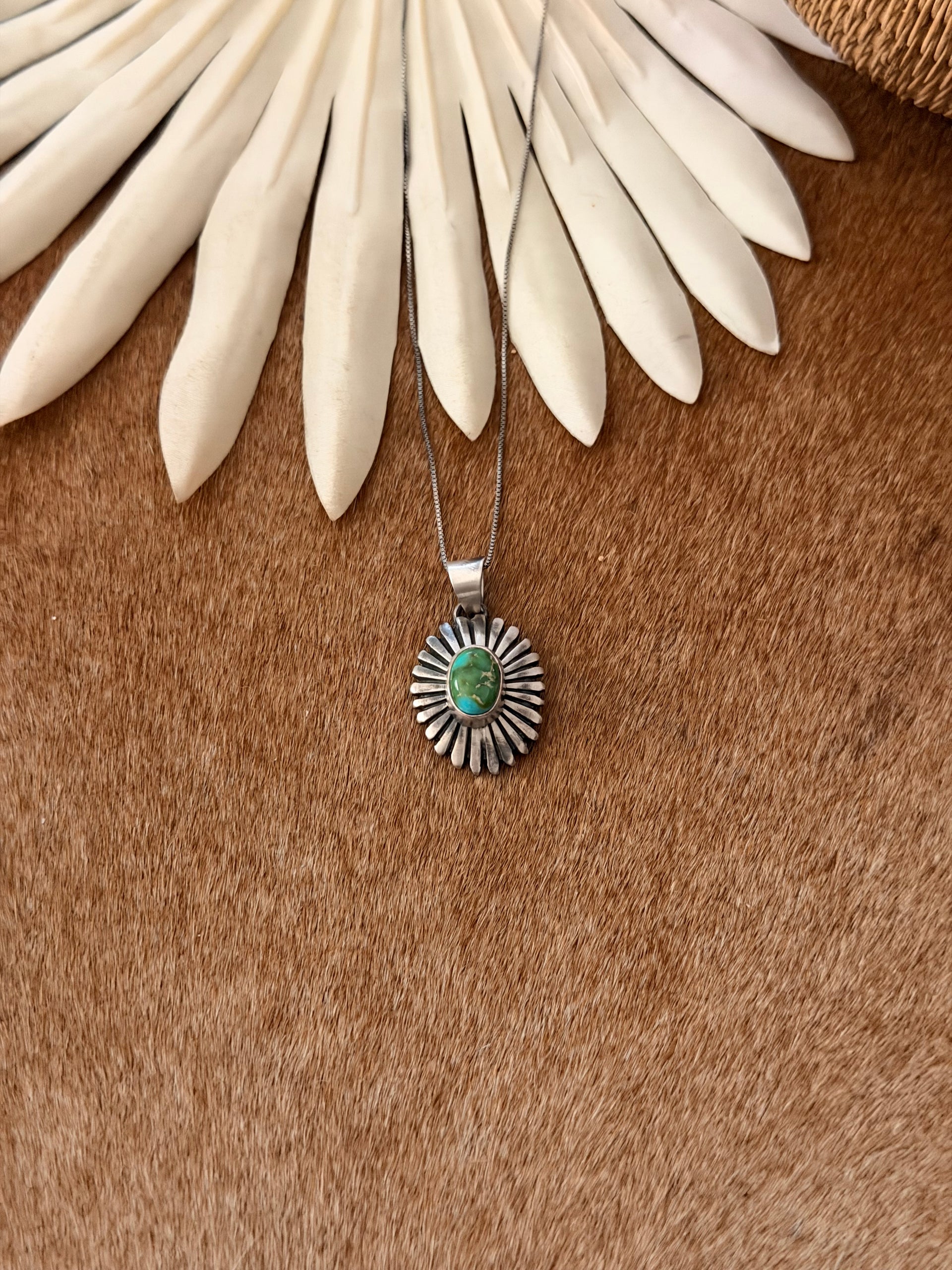 Navajo Made Sonoran Mountain Turquoise & Sterling Silver Concho Necklace