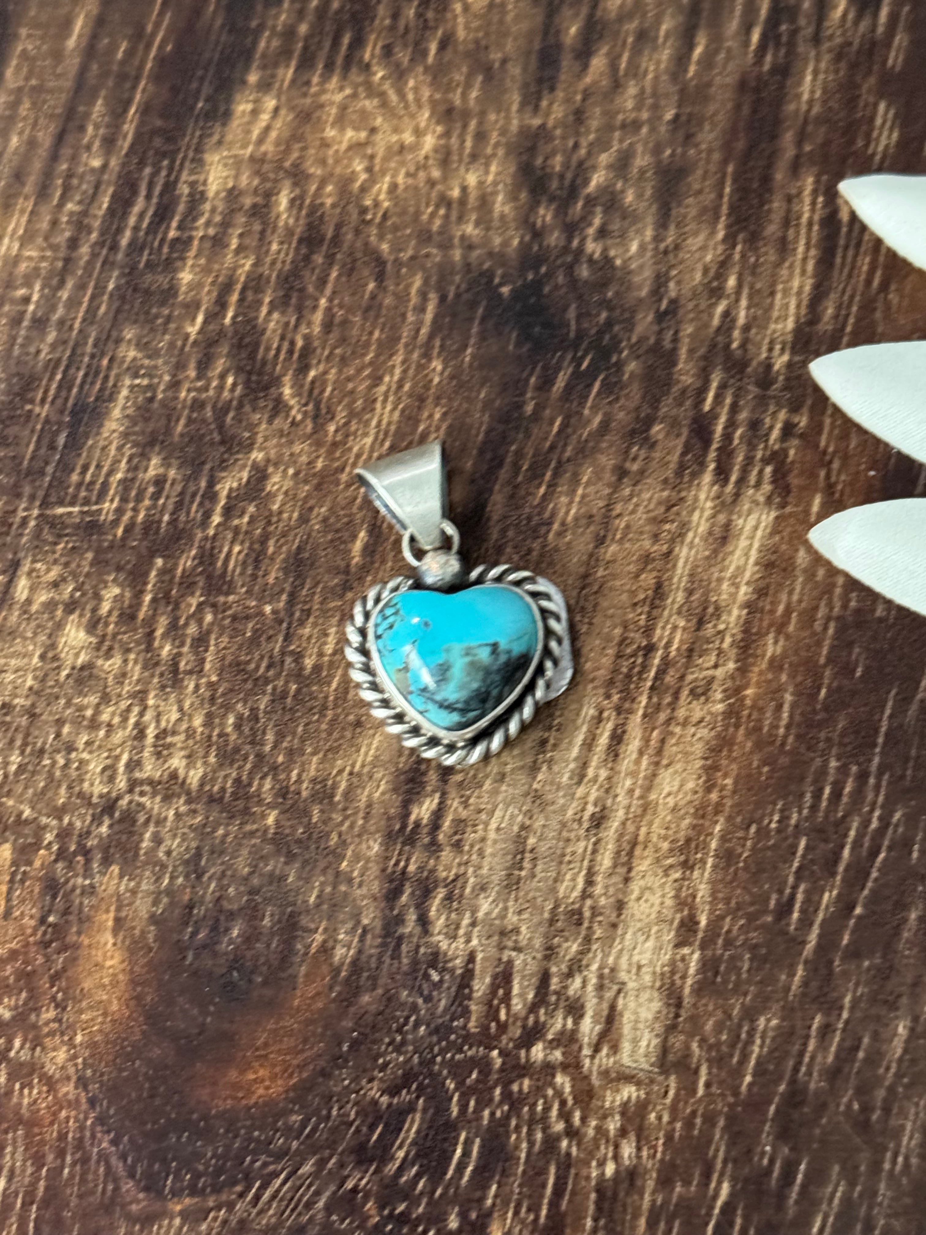 Judith Dixon Kingman Turquoise & Sterling Silver Heart Pendant