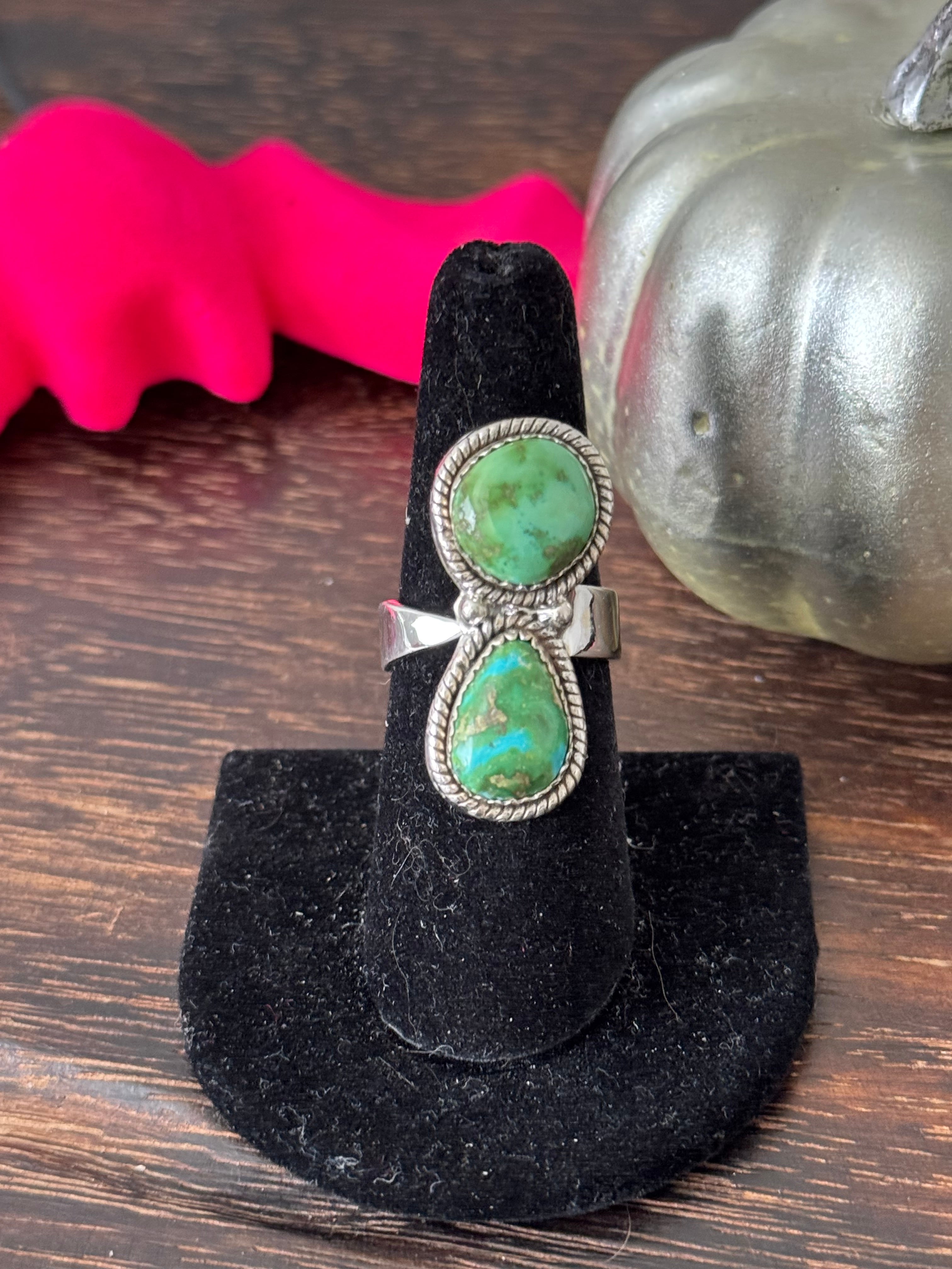 Southwest Handmade Sonoran Mountain Turquoise & Sterling Silver Adjustable Ring