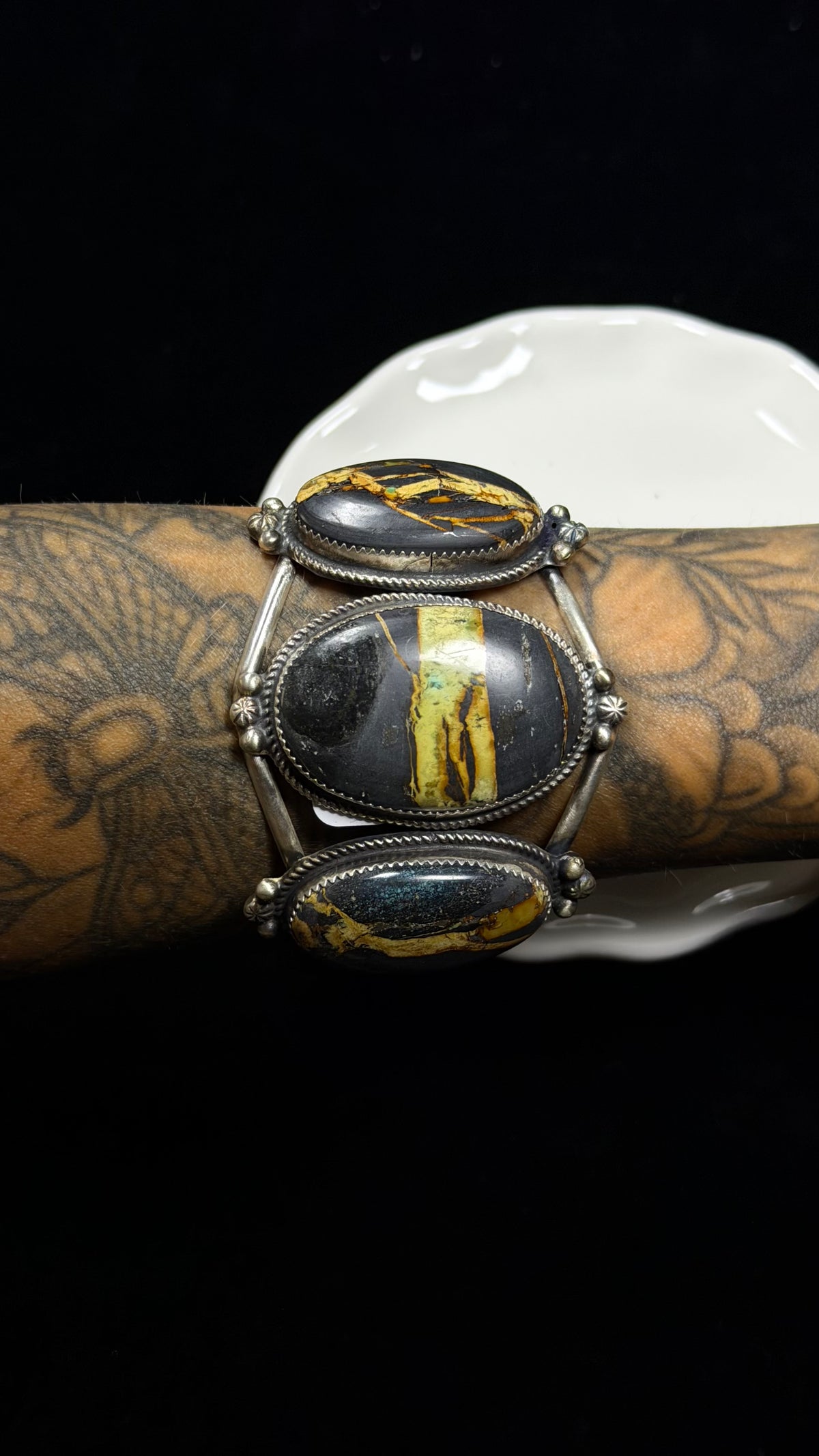 Donovan Nez Black Jack Turquoise & Sterling Silver Cuff Bracelet