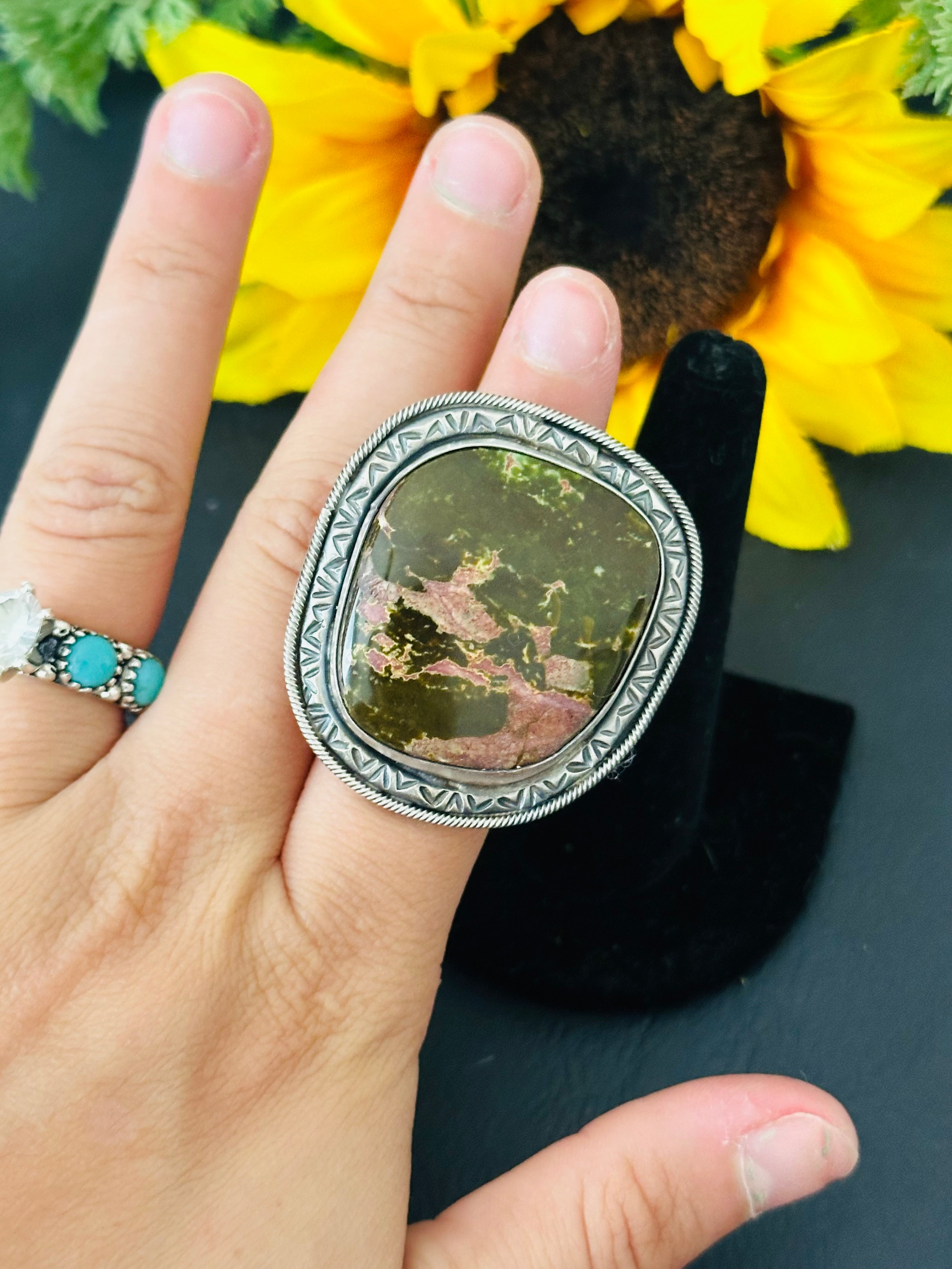 Navajo Made Royston Turquoise and Sterling Silver Ring Size 4.75