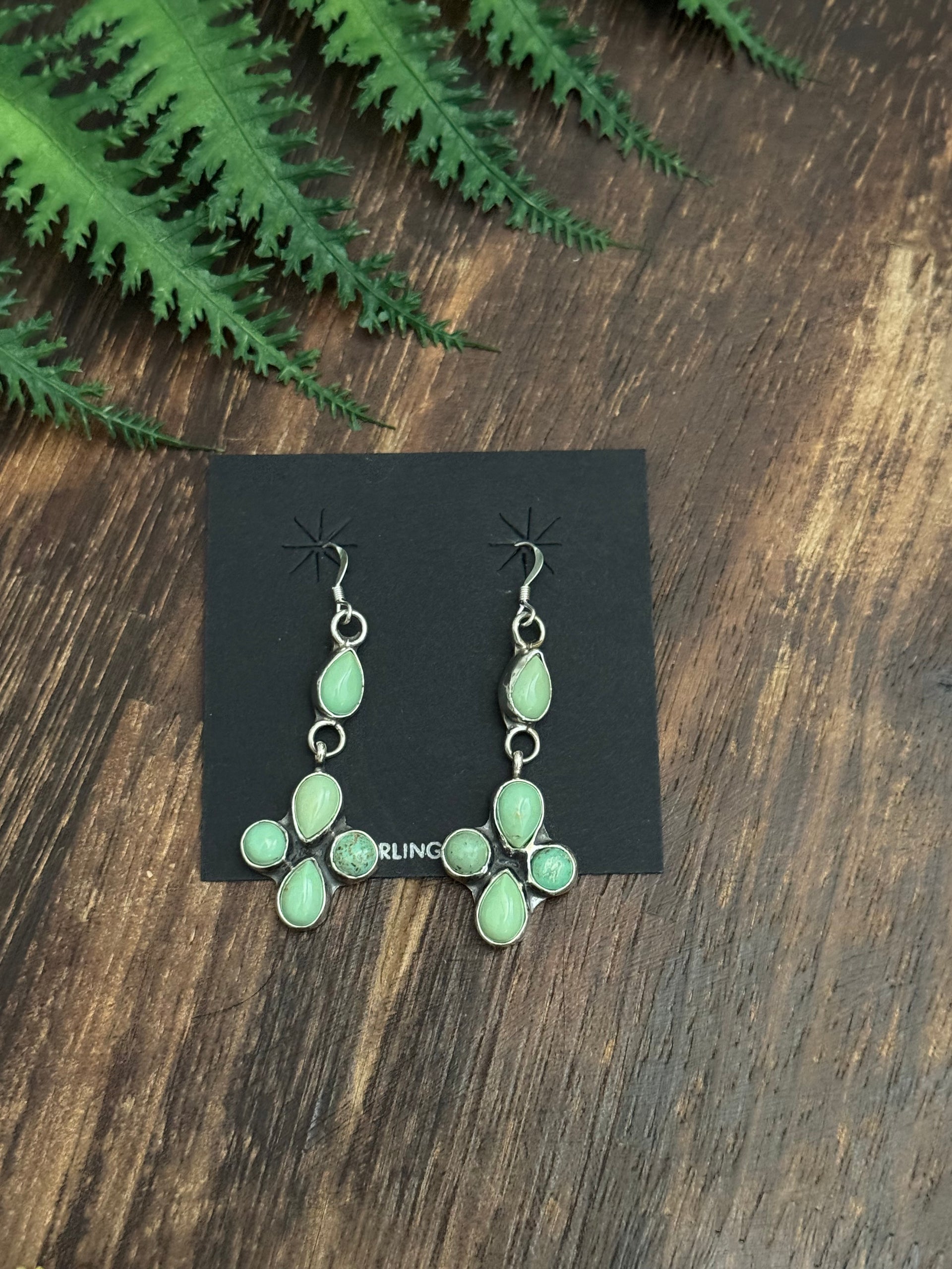 Navajo Made Turquoise & Sterling Silver Dangle Earrings