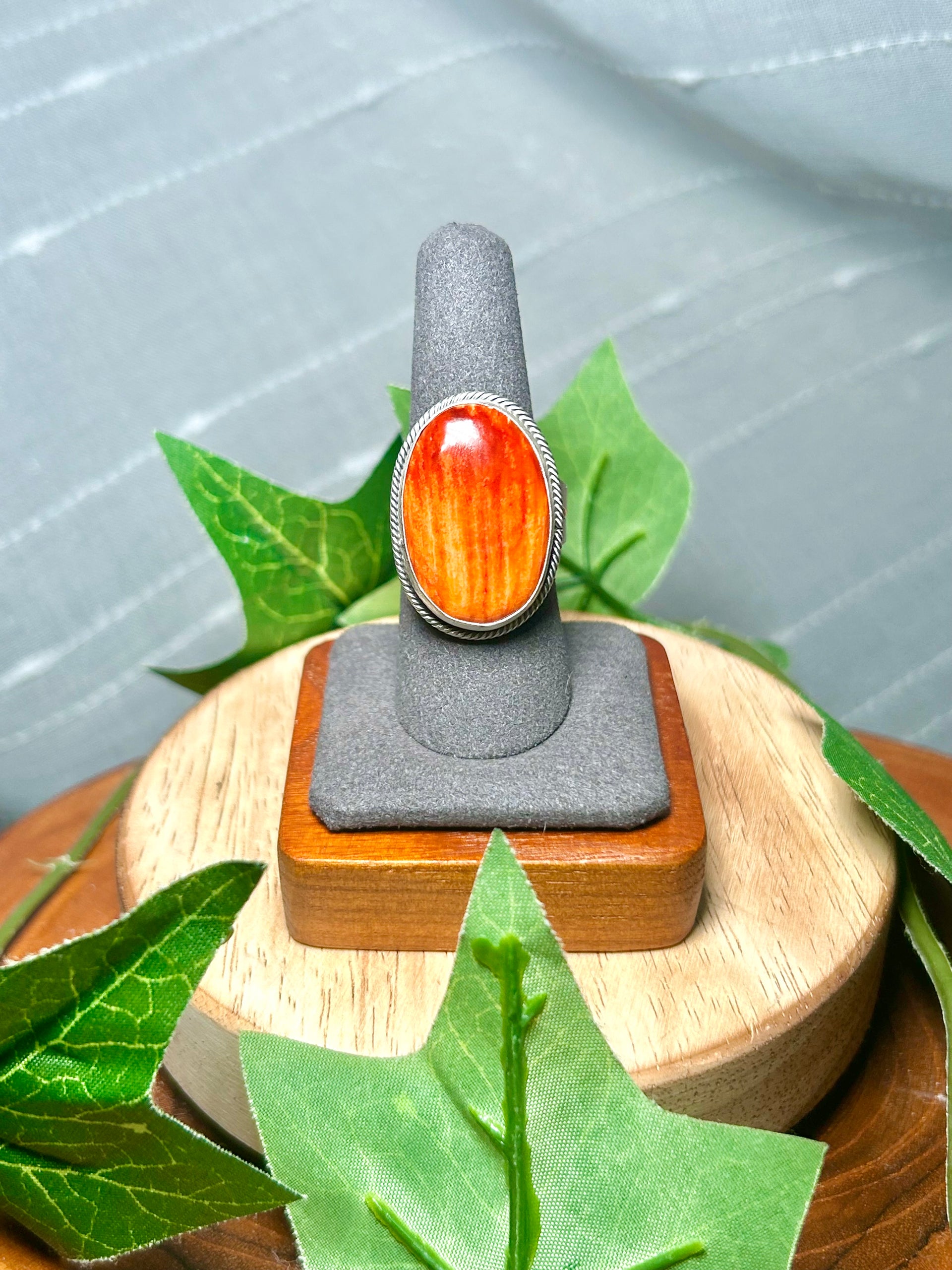 Antionette Martinez Spiny Oyster & Sterling Silver Adjustable Ring