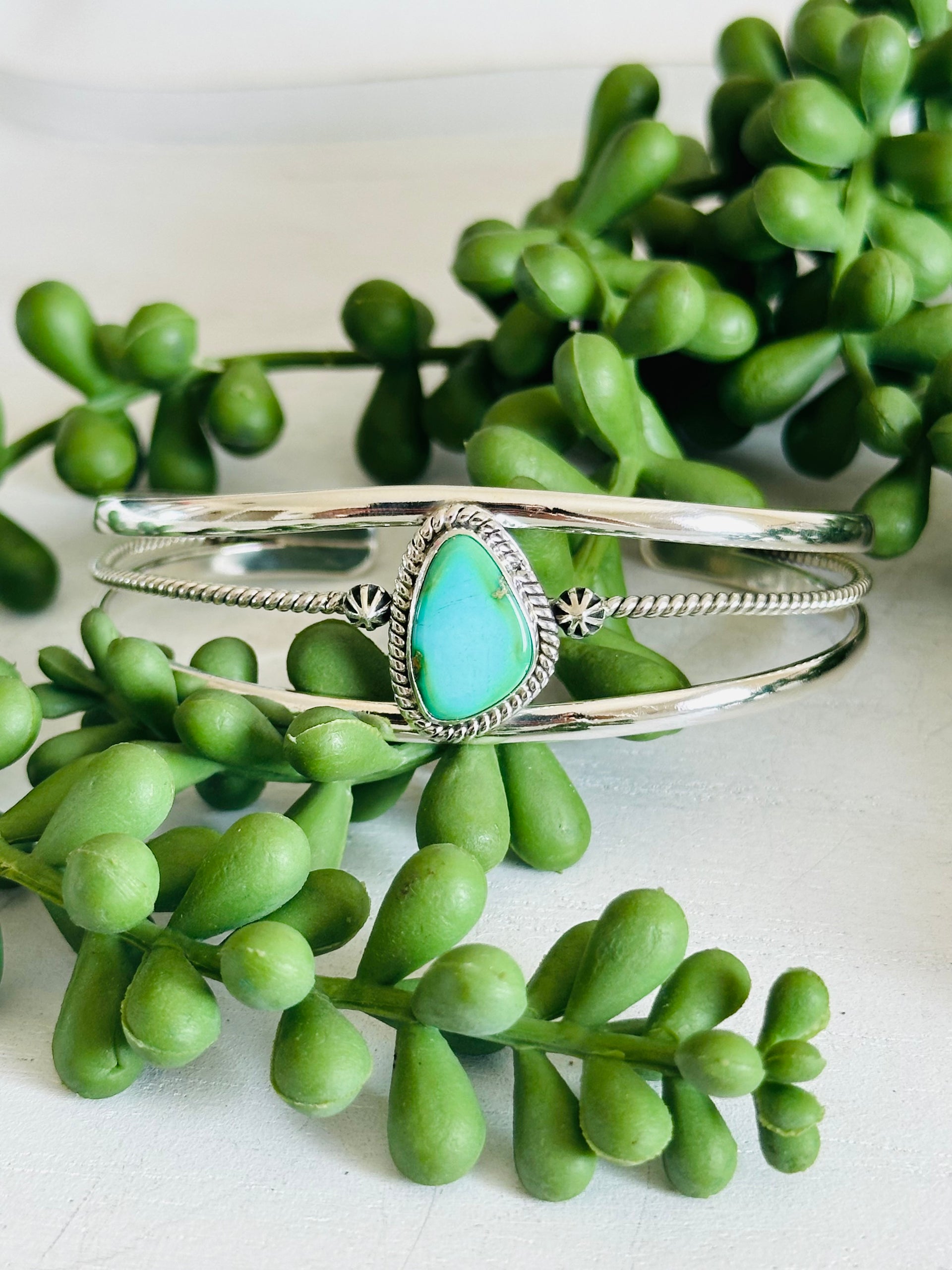 Southwest Made Sonoran Gold Turquoise & Sterling Silver Cuff Bracelet