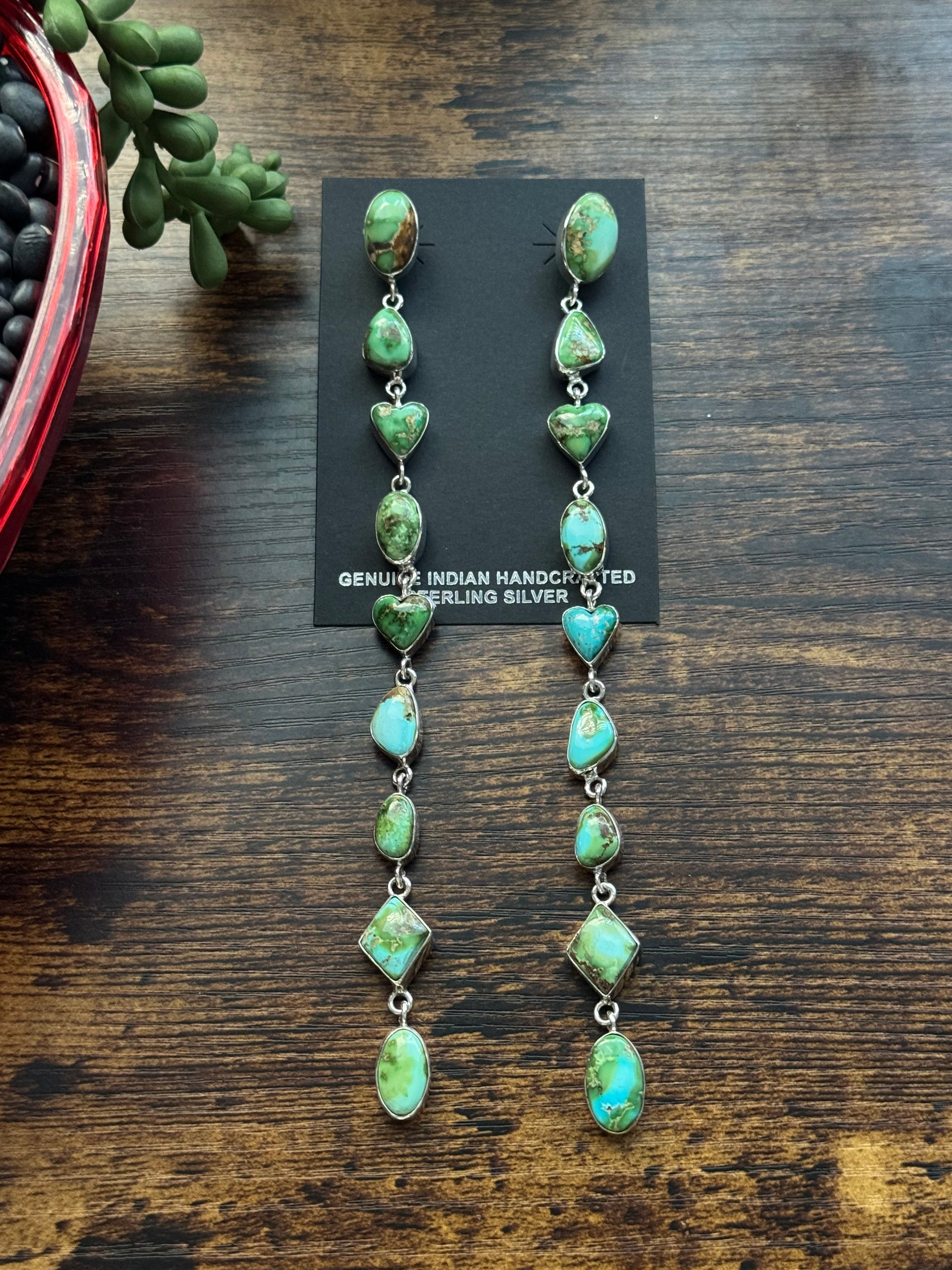 Southwest Handmade Sonoran Mountain Turquoise & Sterling Silver Post Dangle Earrings