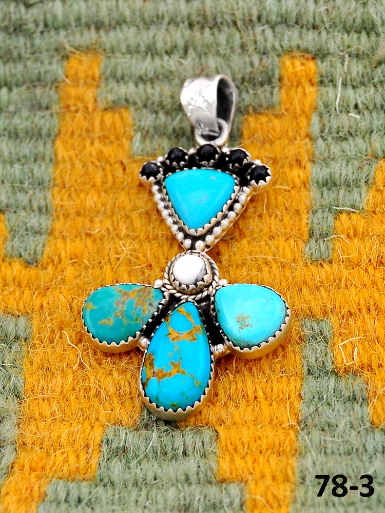 Southwest Handmade Santa Maria with White Buffalo & Sterling Silver Pendants