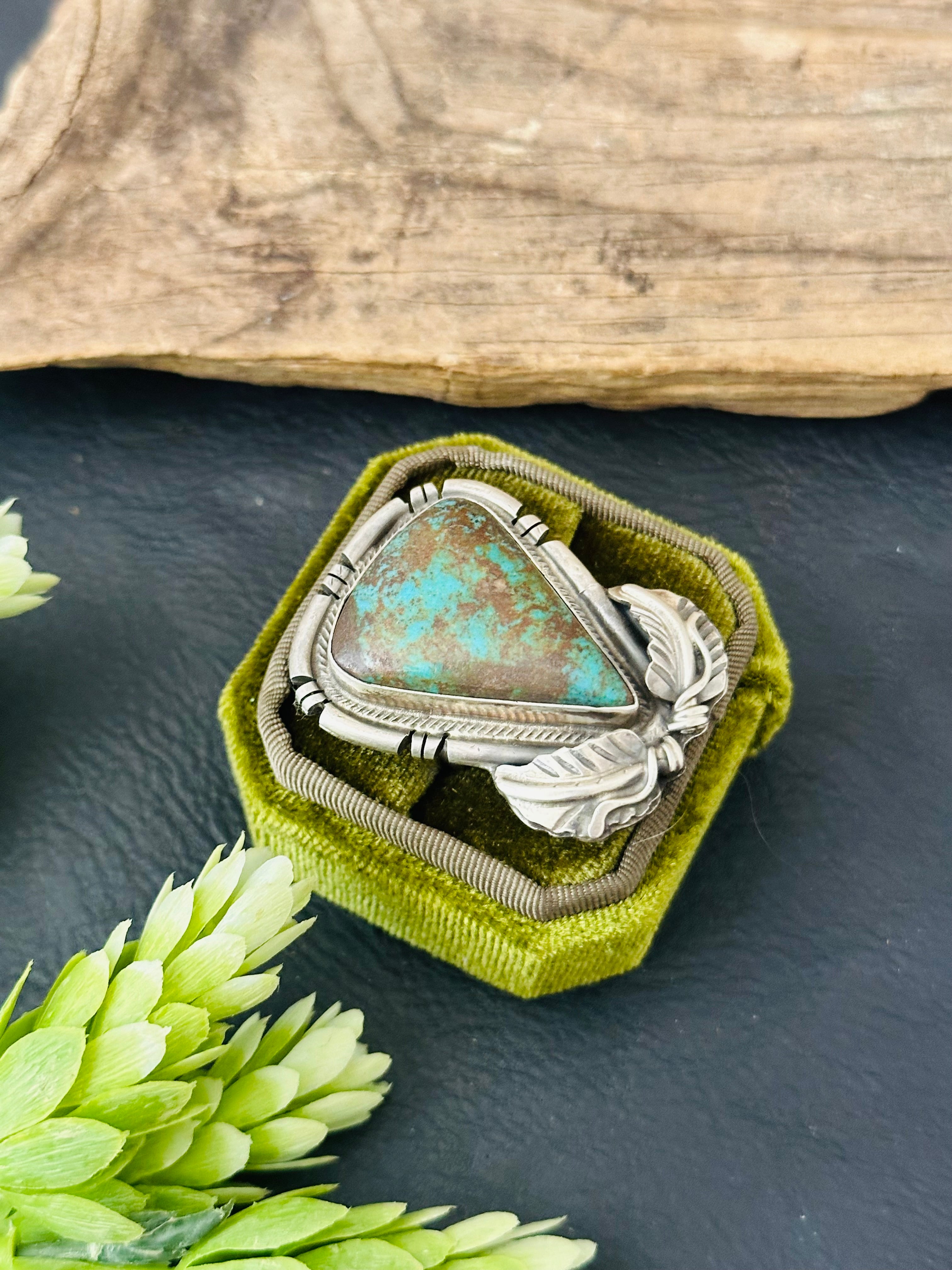 Navajo Made Royston Turquoise & Sterling Silver Adjustable Ring