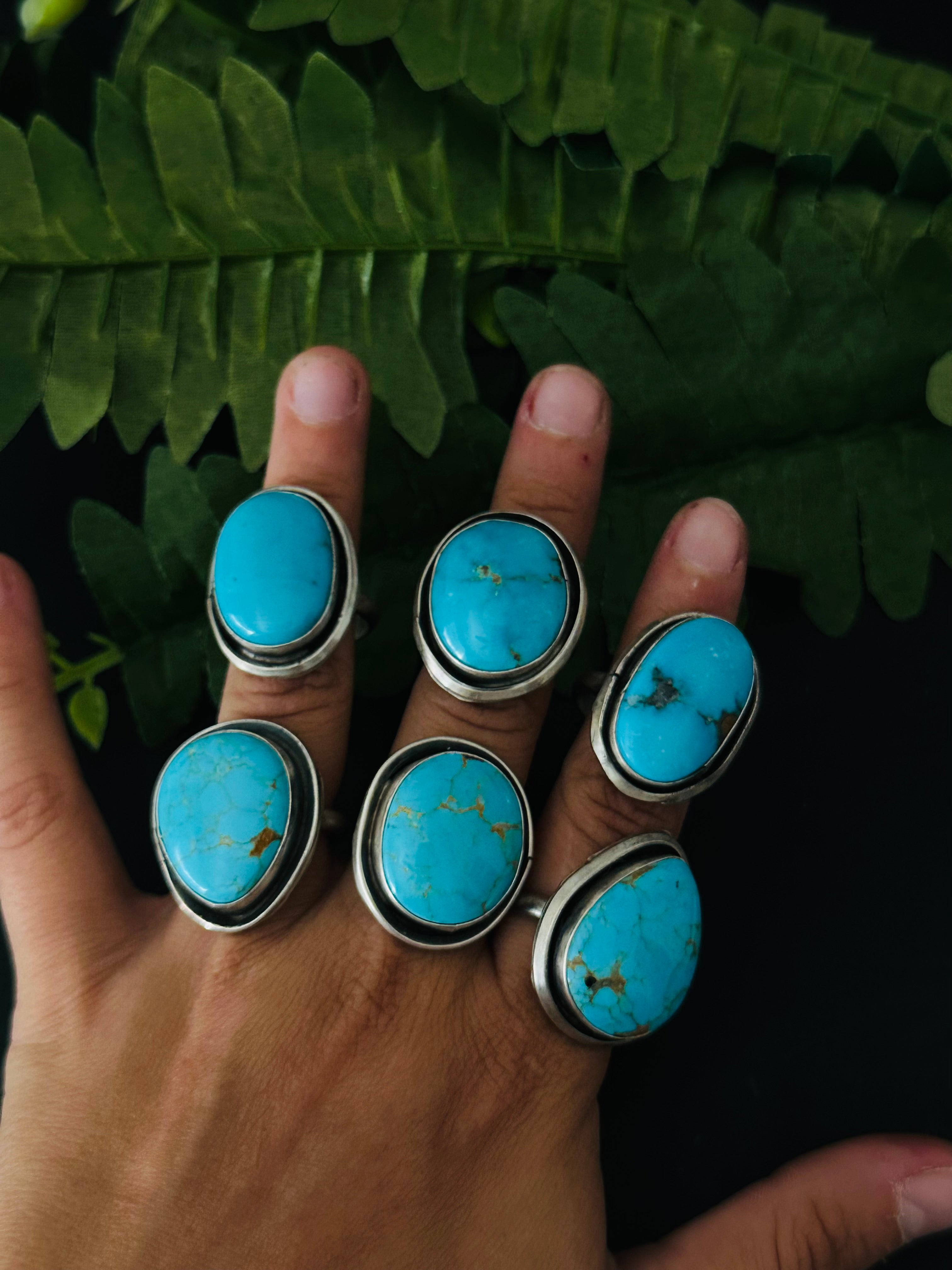 Navajo Made Kingman Turquoise & Sterling Silver Ring