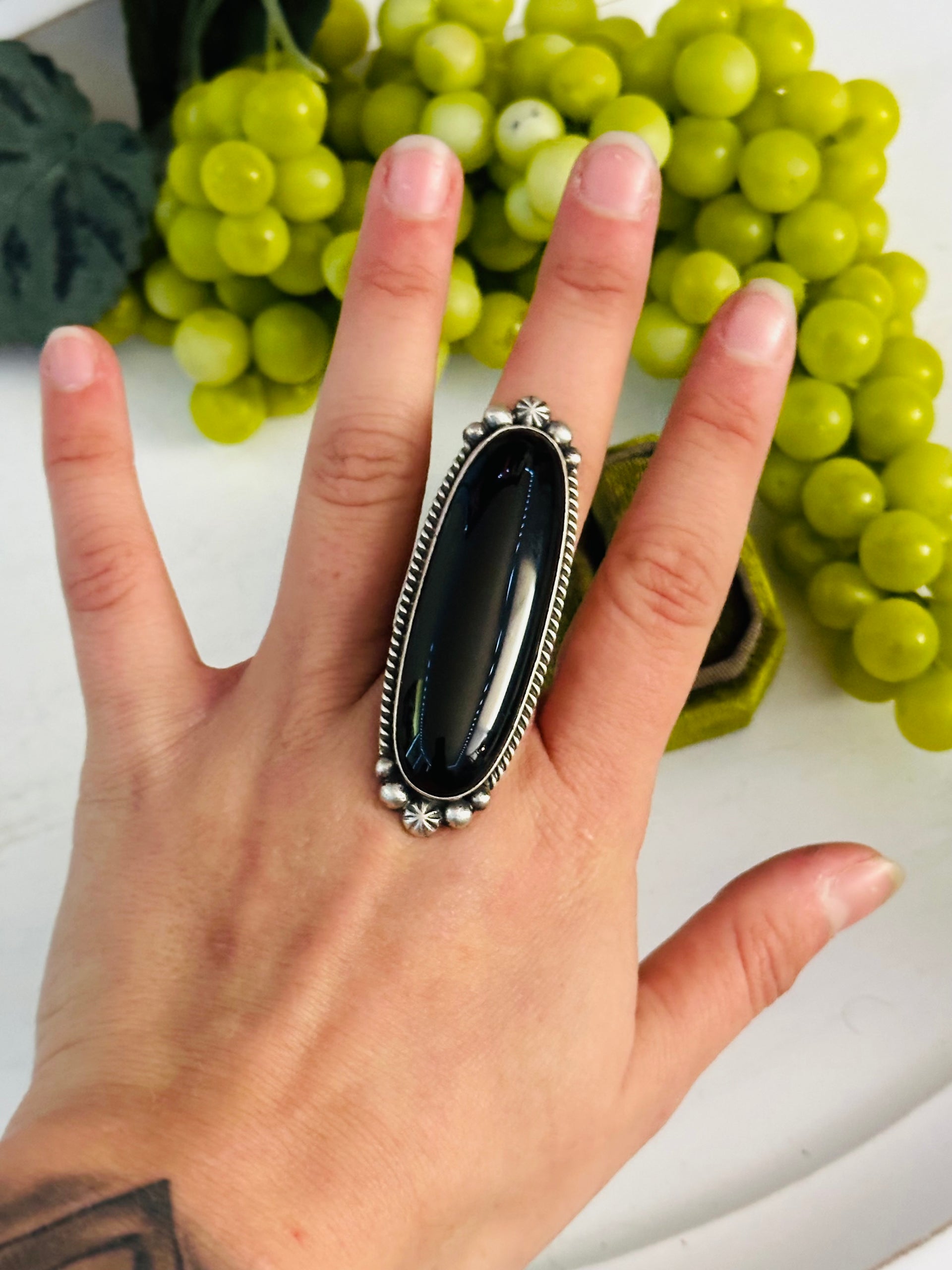 Alfred Martinez Onyx & Sterling Silver Adjustable Ring