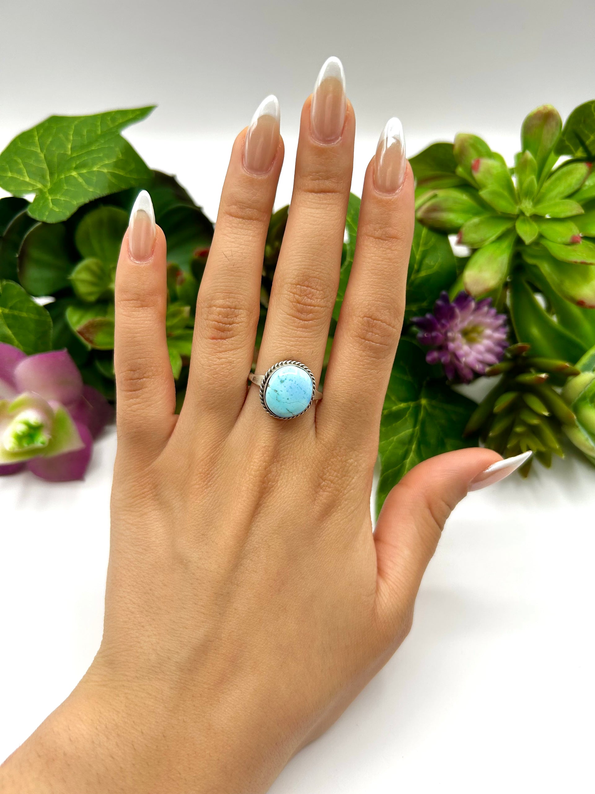 Navajo Made Golden Hill & Sterling Silver Ring Size 8.25