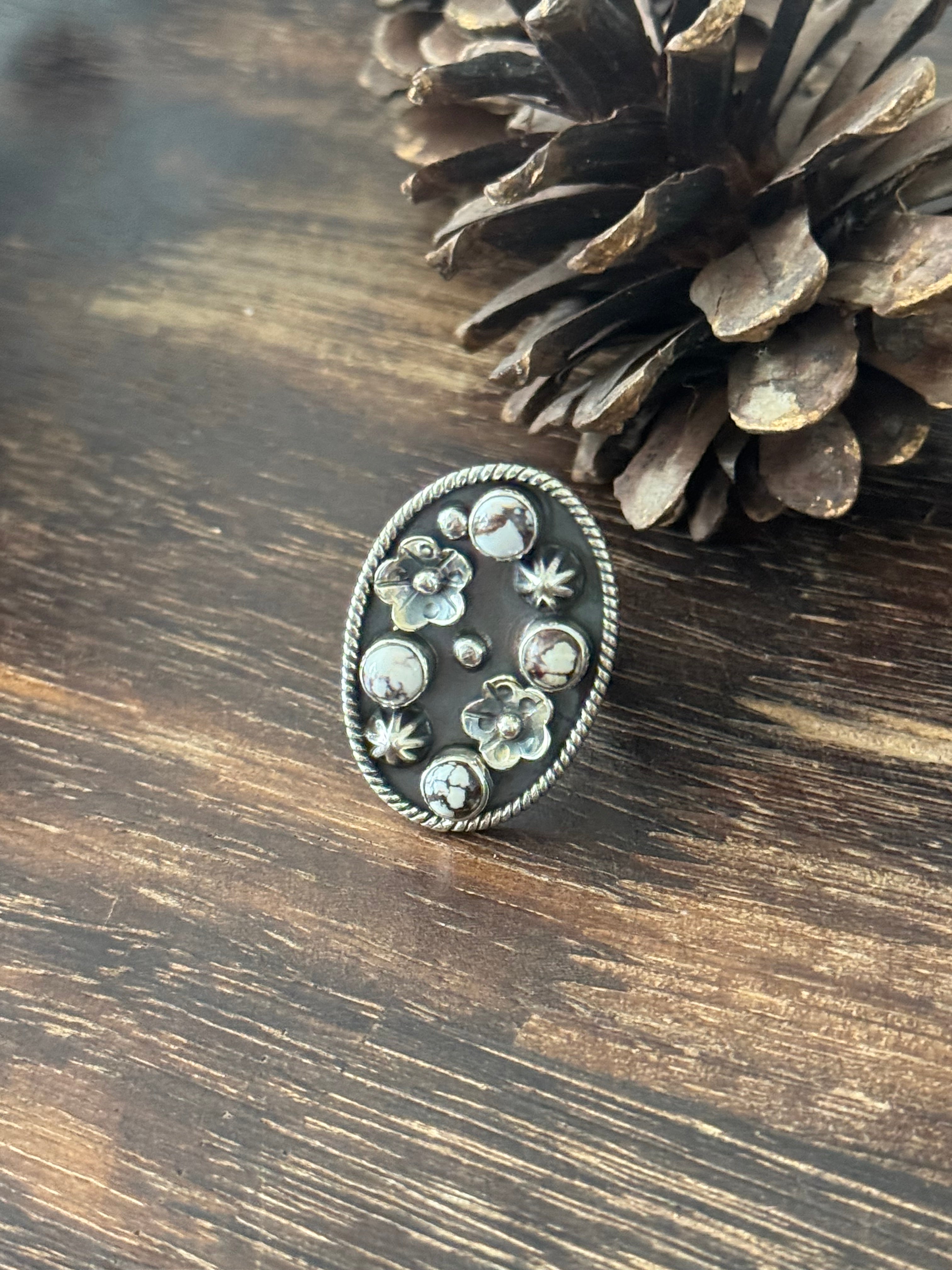 Southwest Handmade Wild Horse & Sterling Silver Adjustable Ring