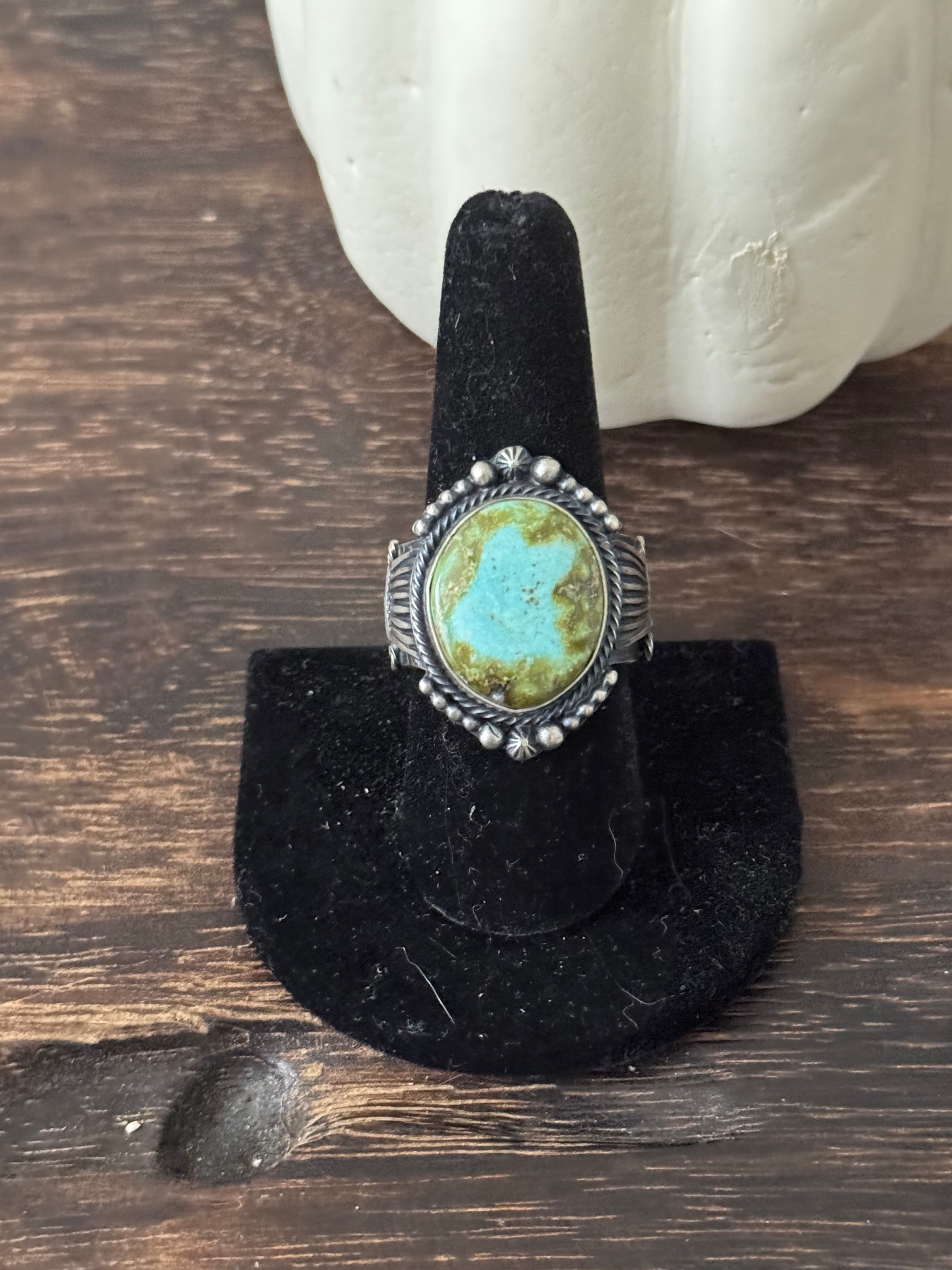 Sheila Tso Sonoran Mountain Turquoise Sterling Silver Ring Size 9.25