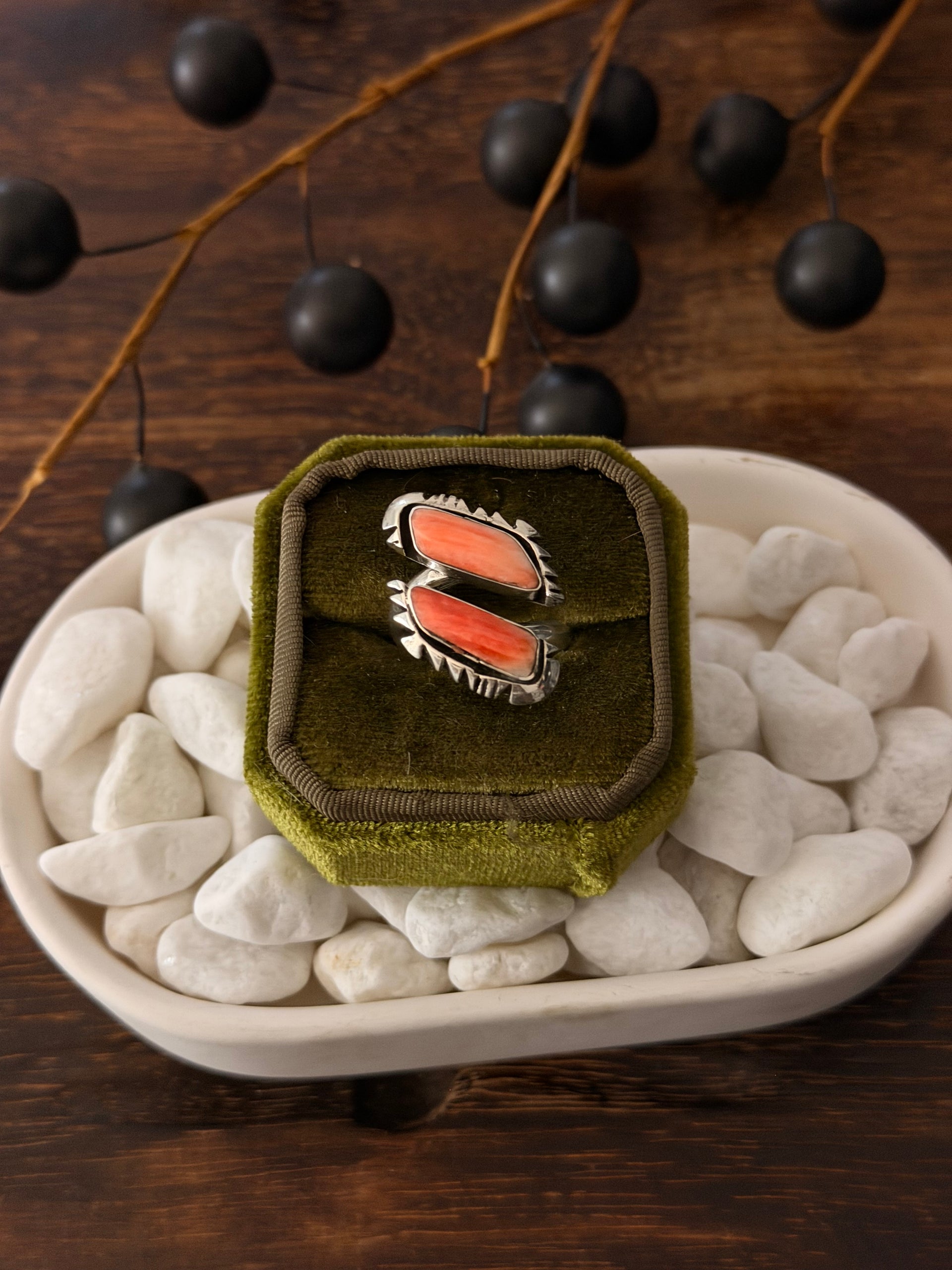Navajo Made Spiny Oyster & Sterling Silver Adjustable Ring