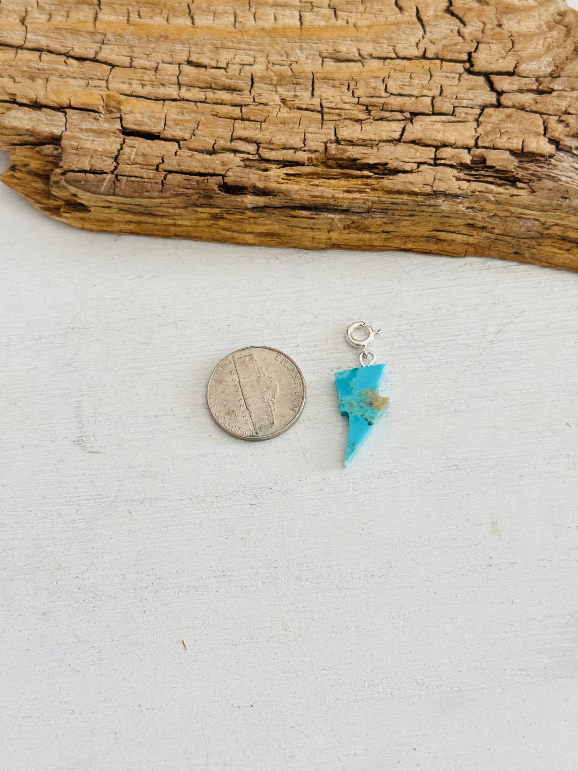 Navajo Made Mohave Turquoise & Sterling Silver Lightning Bolt Charms