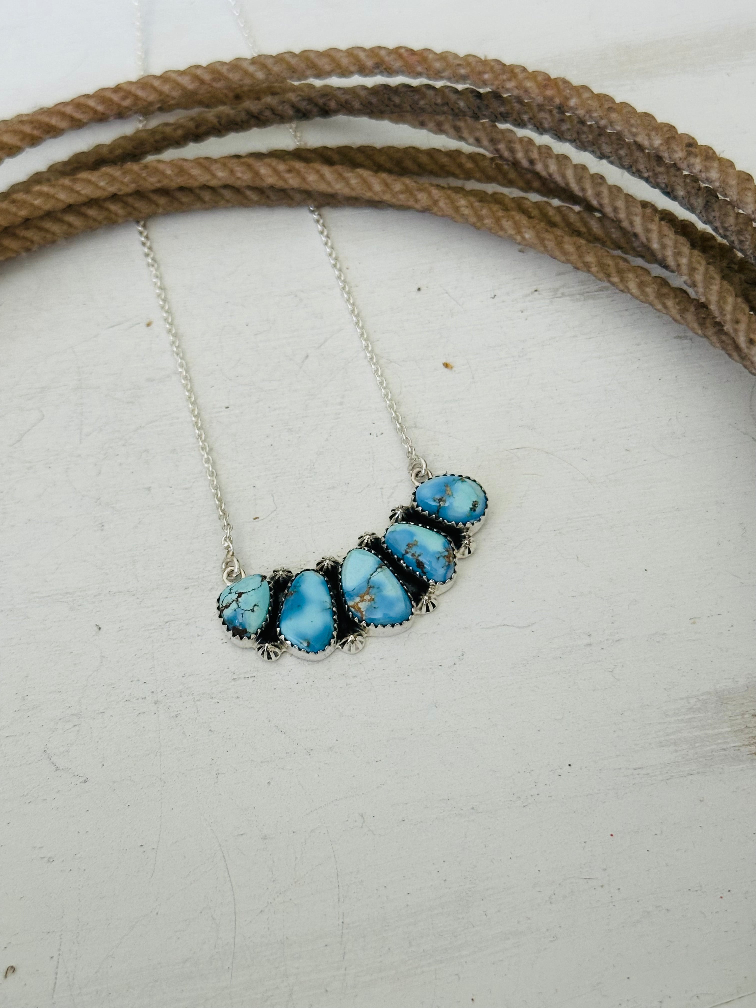 Southwest Handmade Golden Hills Turquoise & Sterling Silver Necklace