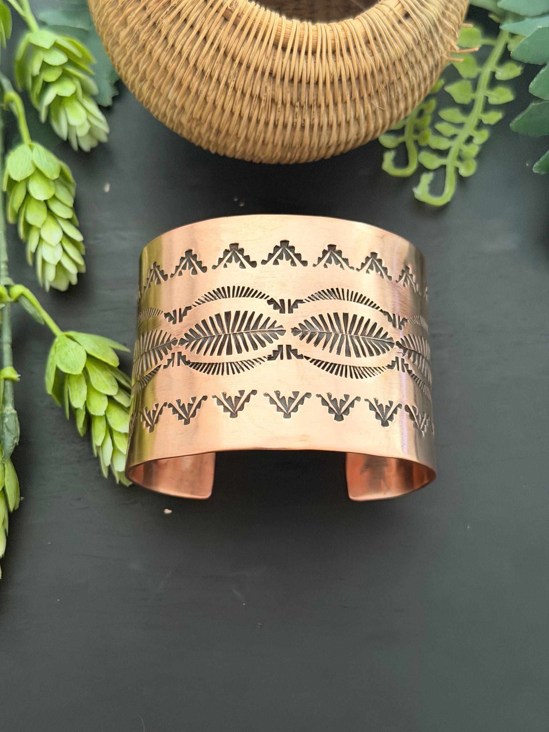 Elvira Bill Copper Stamped Cuff Bracelet
