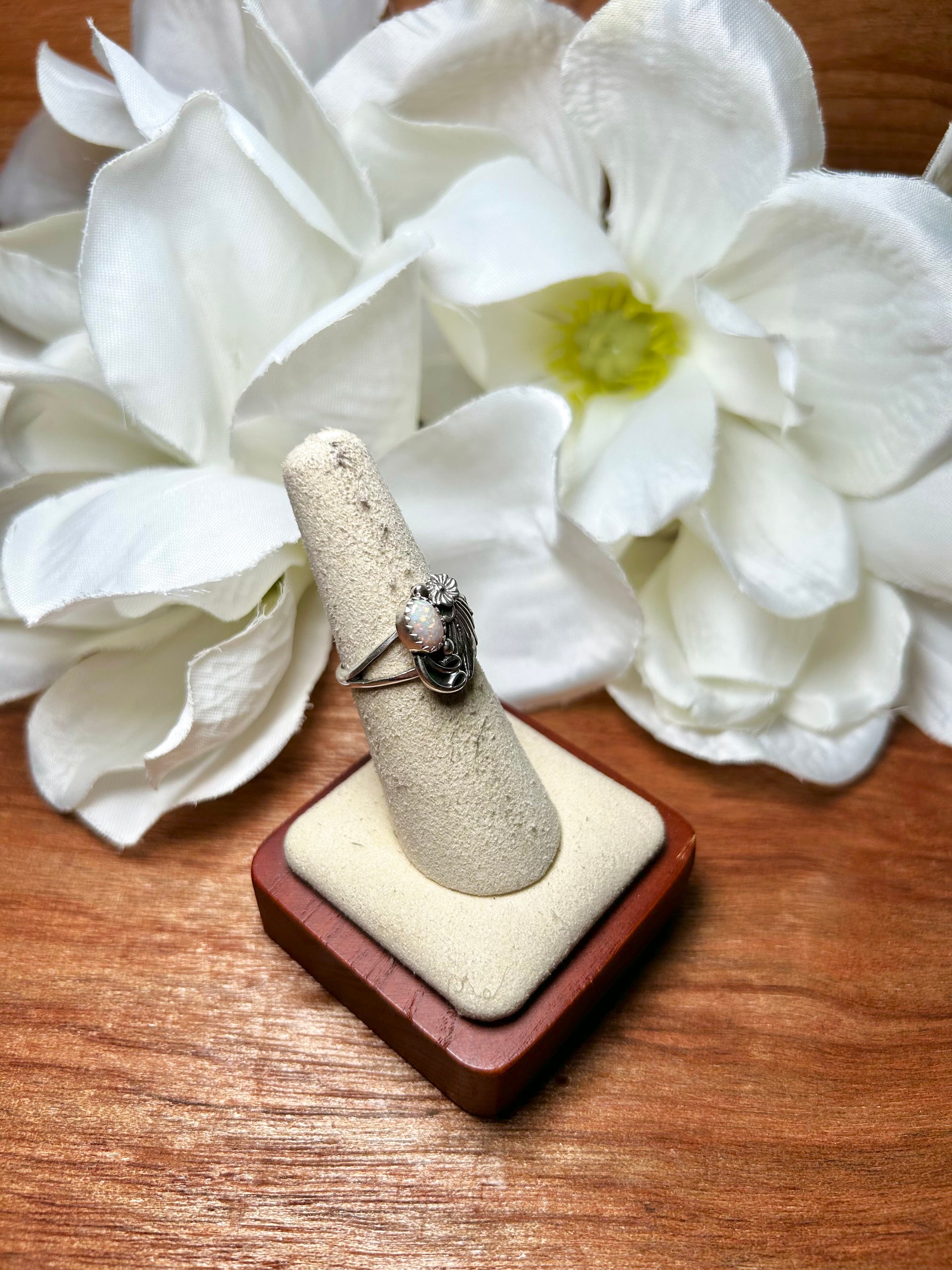 Navajo Made Opal & Sterling Silver Cluster Ring