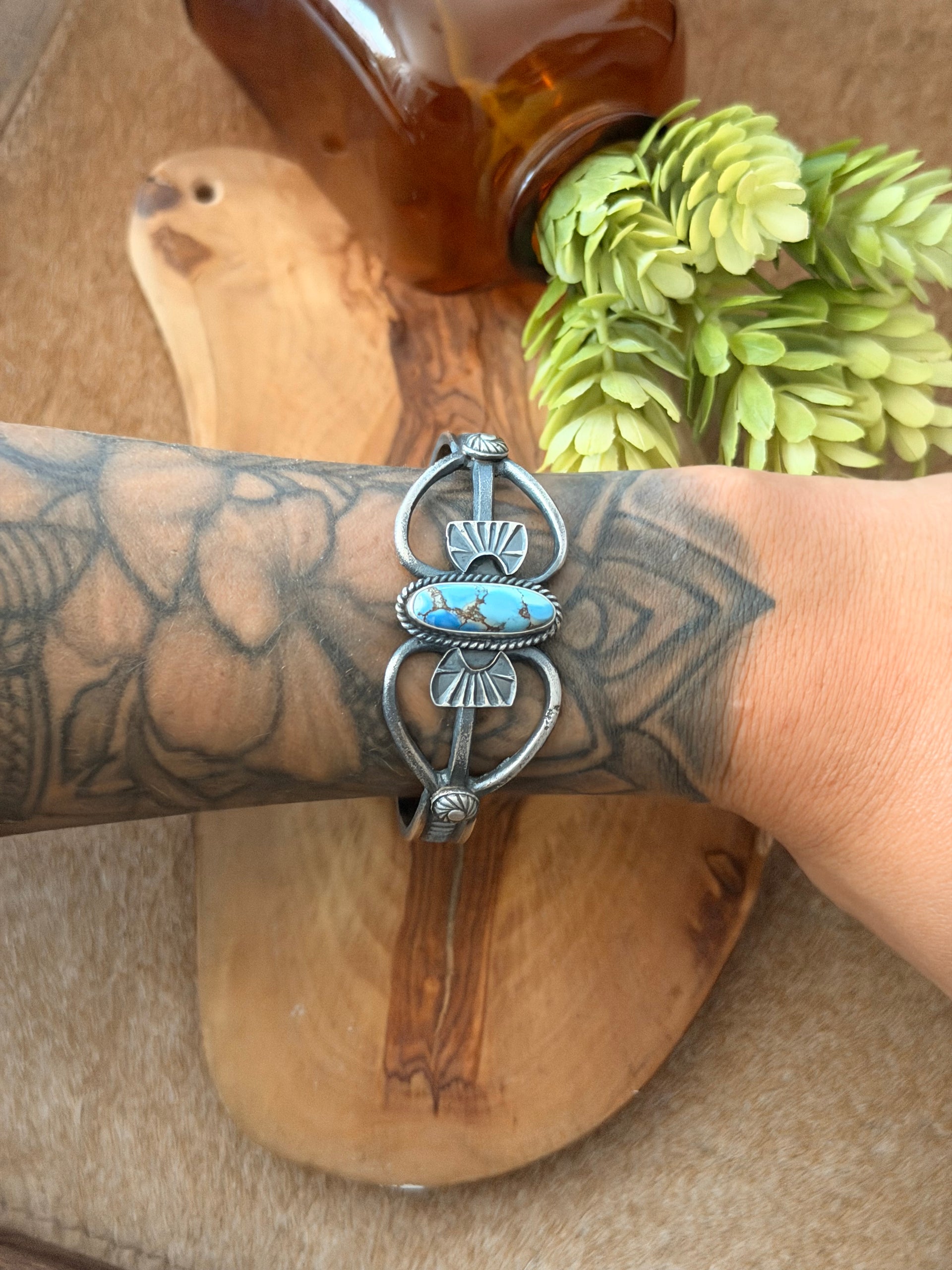 Kevin Billah Golden Hill Turquoise & Sterling Silver Cuff Bracelet
