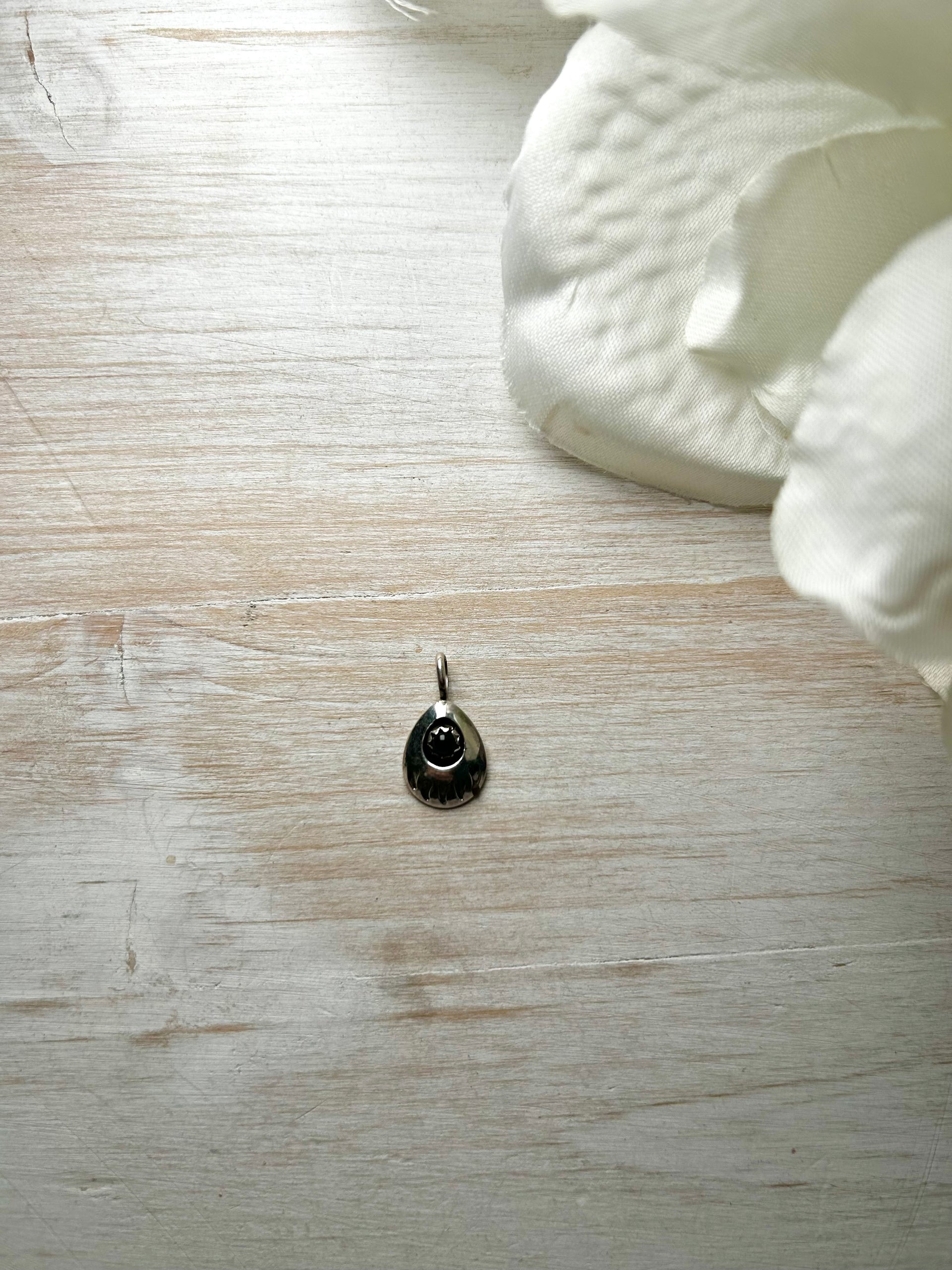 Navajo Made Onyx & Sterling Silver Pendant