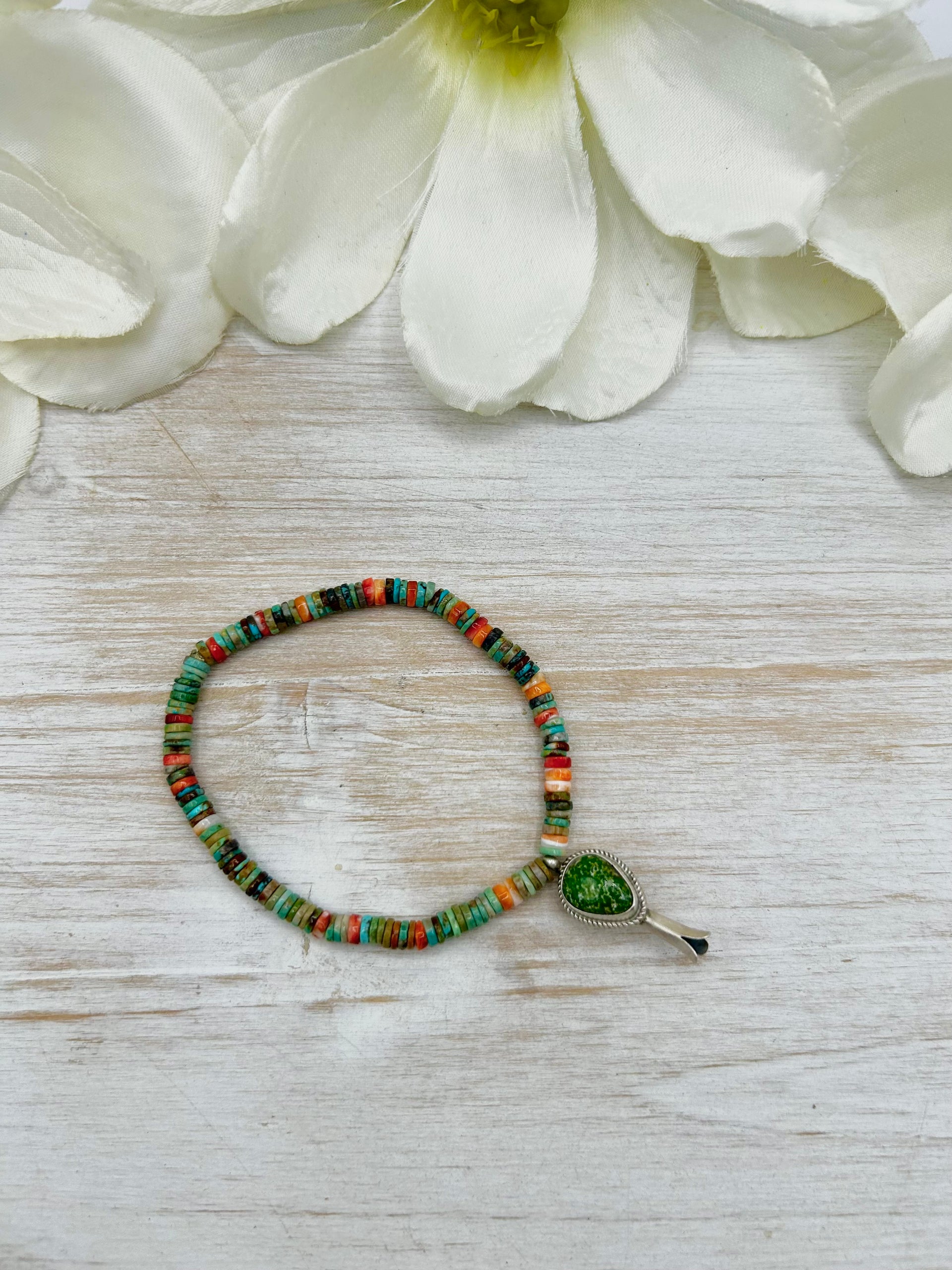 George Rios Multi Stone & Sterling Silver Stretchy Bracelet