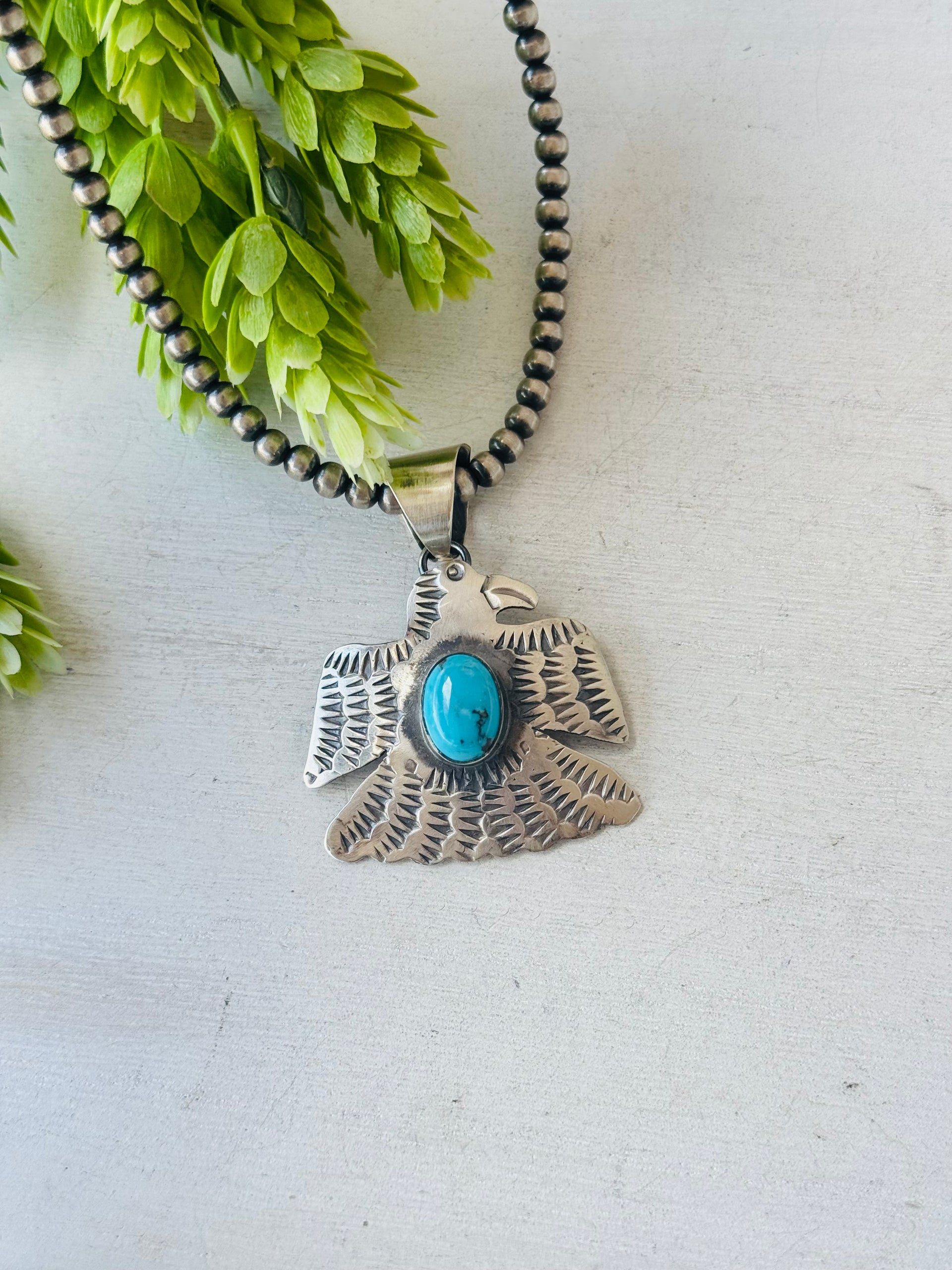 Chimney Butte Turquoise & Sterling Silver Thunderbird Pendant