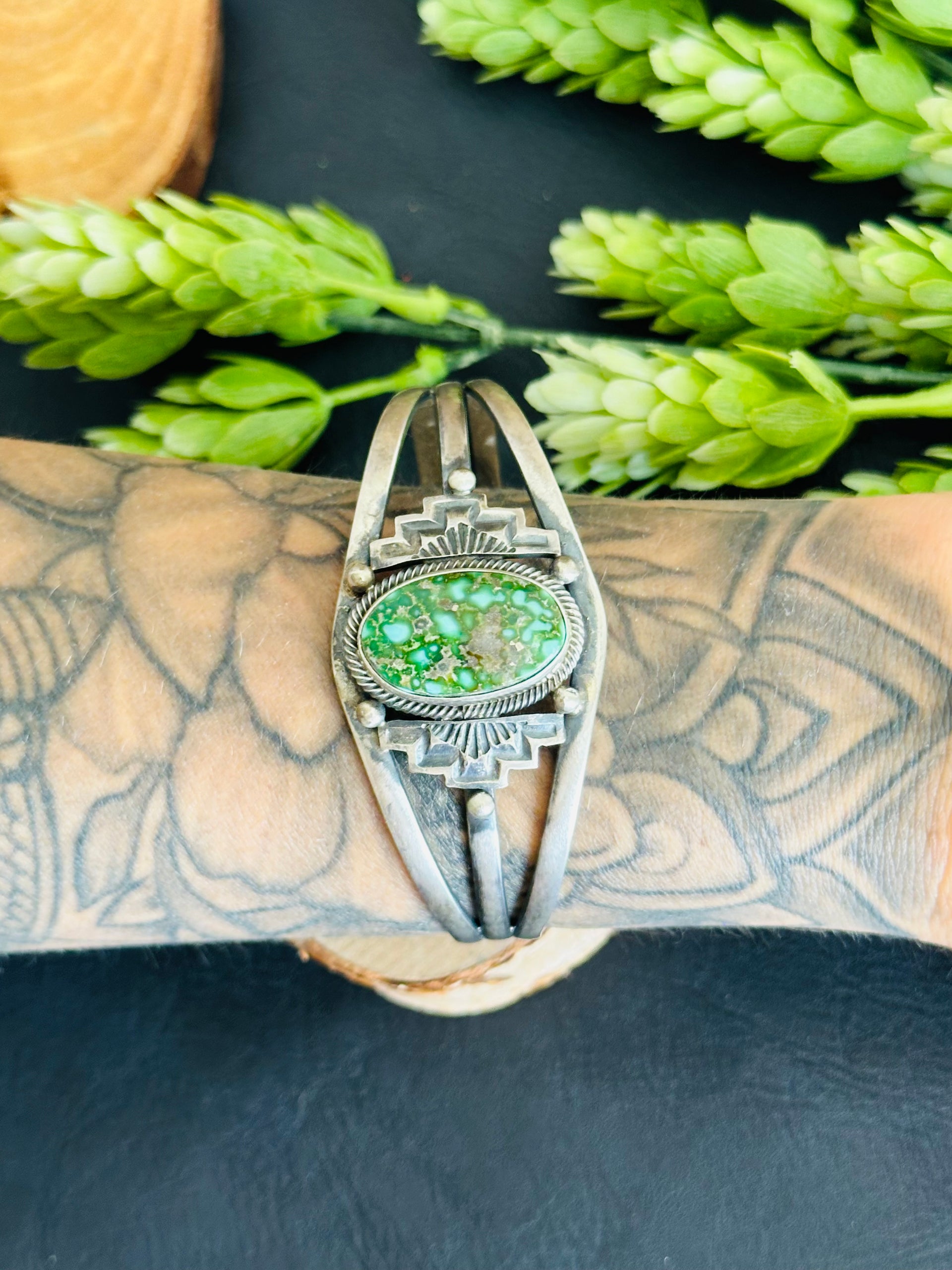 Mark Yazzie Sonoran Gold Turquoise and Sterling Silver Cuff Bracelet