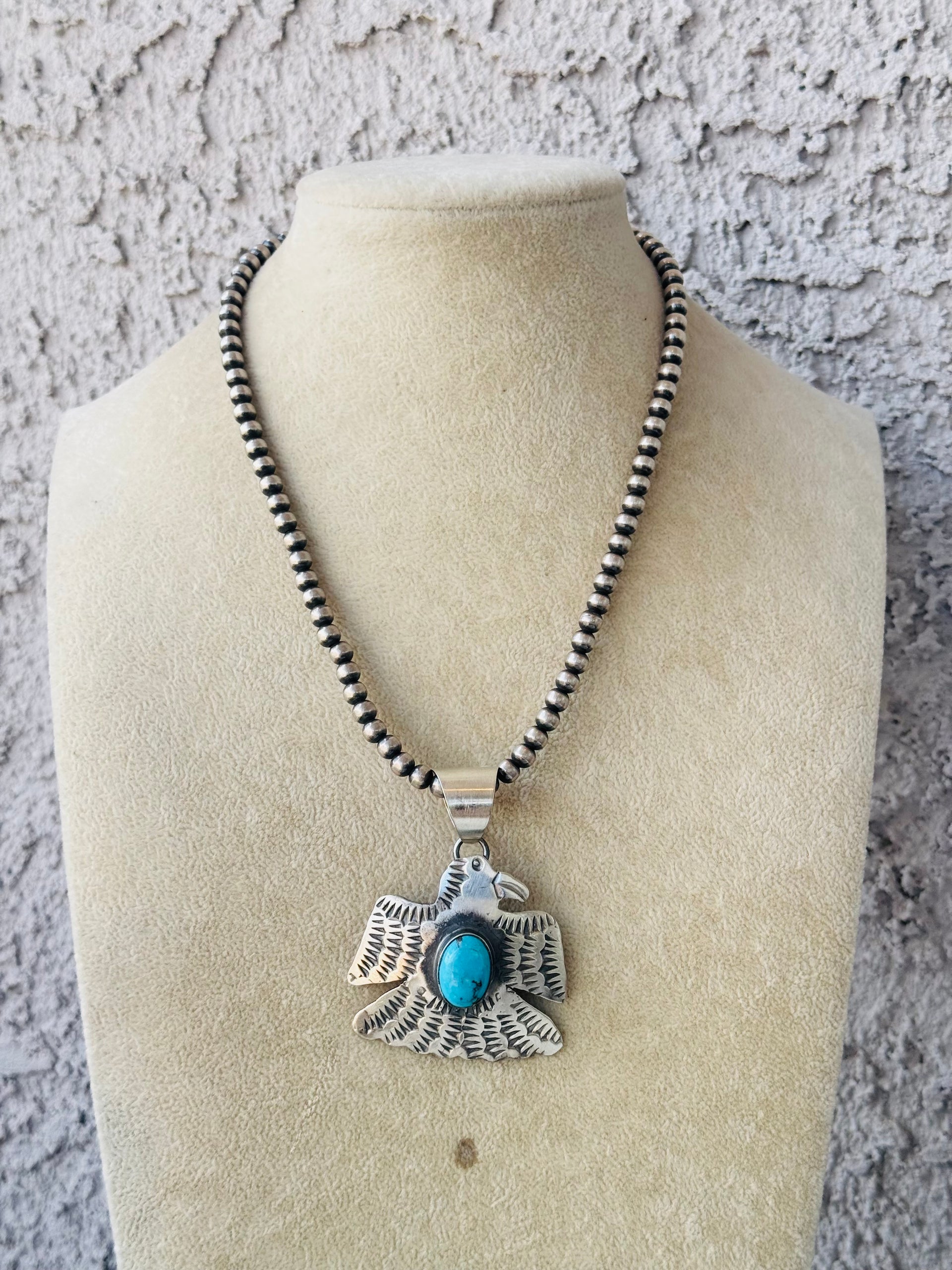 Chimney Butte Turquoise & Sterling Silver Thunderbird Pendant