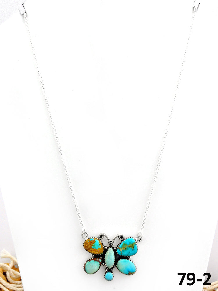 Southwest Made Ribbon Royston Turquoise & Sterling Silver Necklace