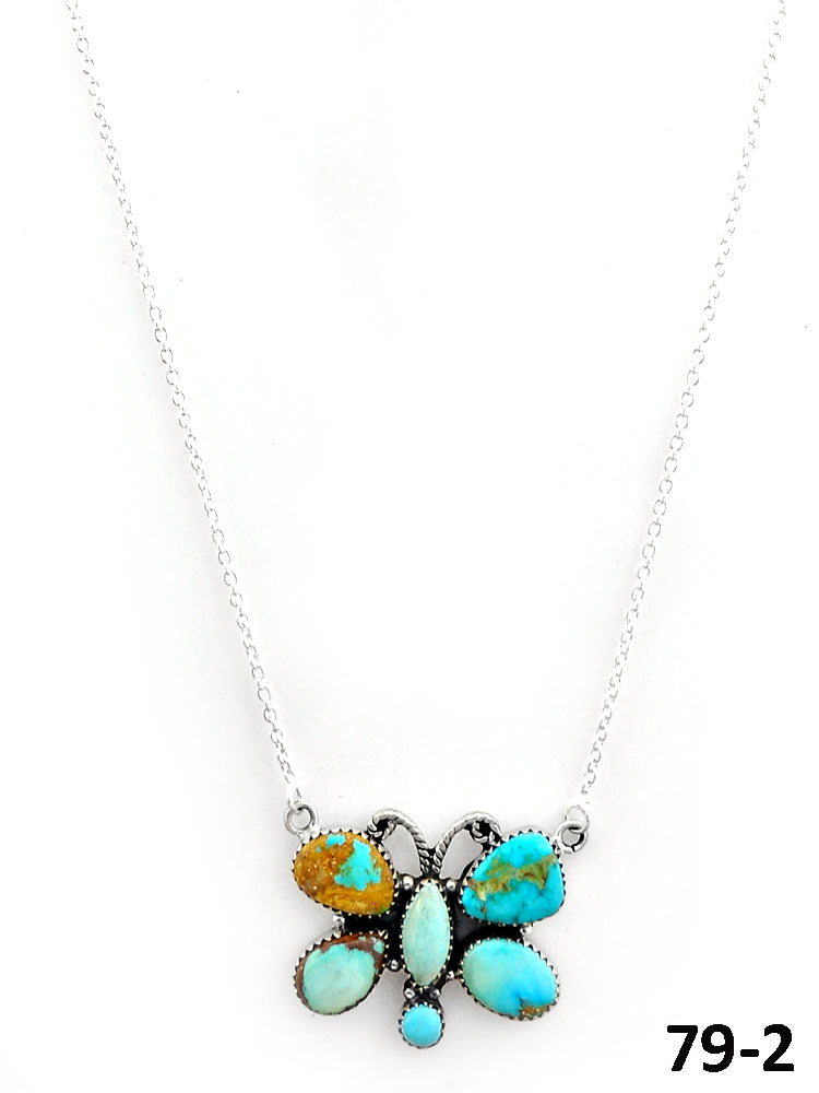 Southwest Made Ribbon Royston Turquoise & Sterling Silver Necklace