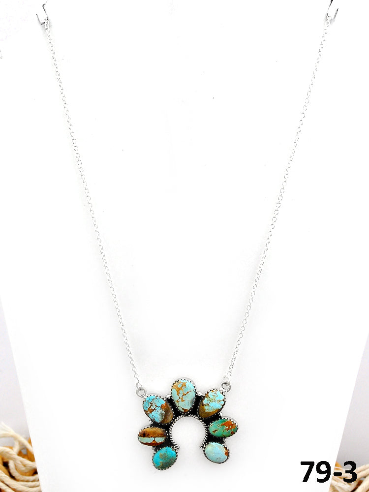 Southwest Made Ribbon Royston Turquoise & Sterling Silver Necklace