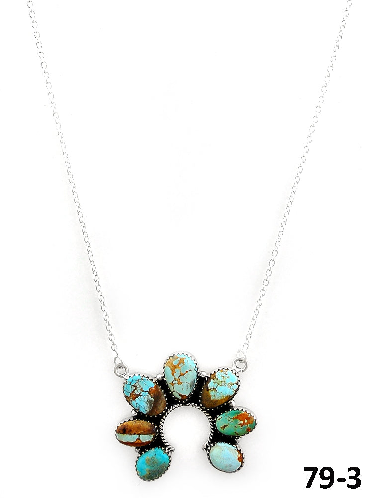 Southwest Made Ribbon Royston Turquoise & Sterling Silver Necklace