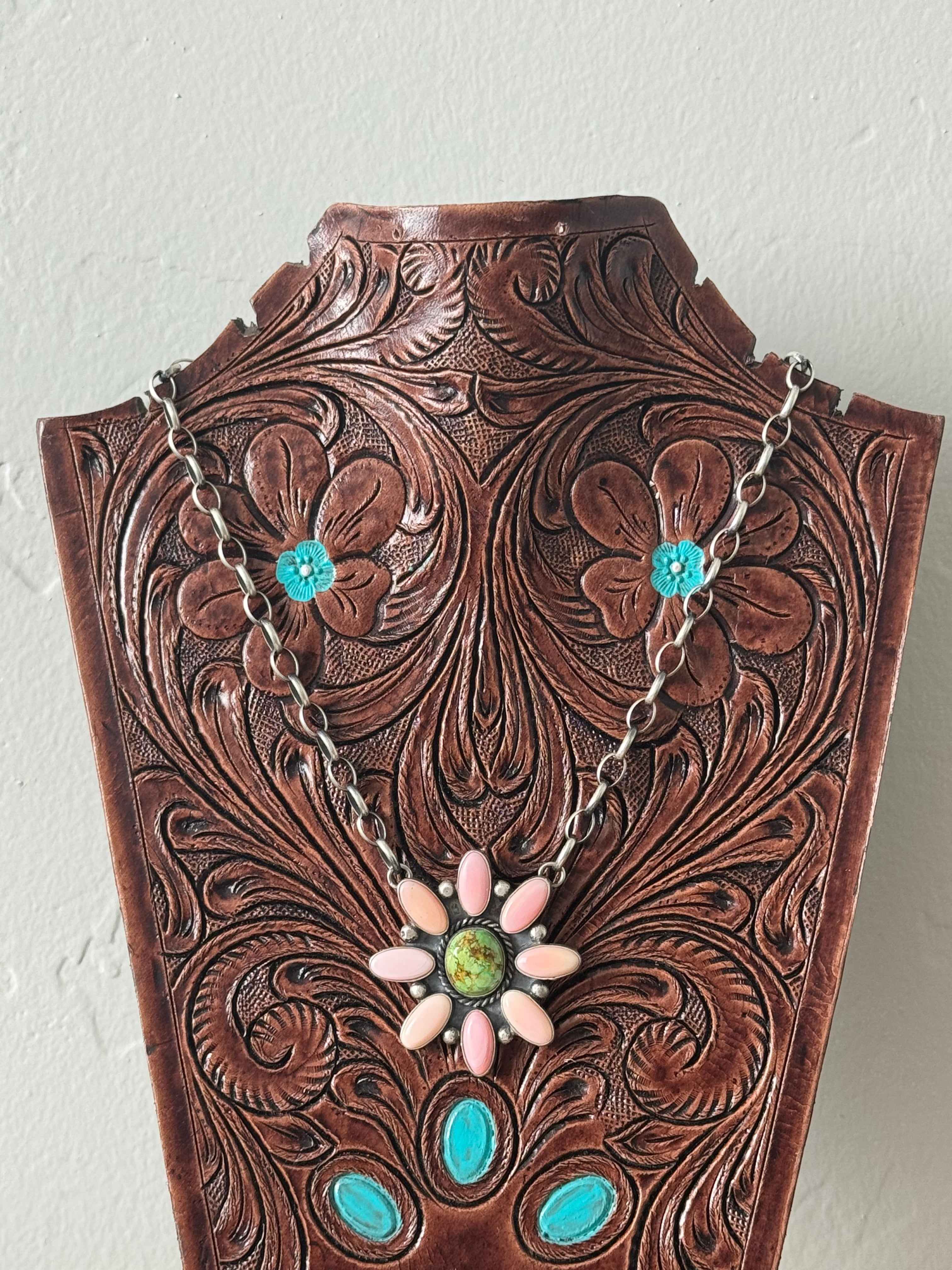 Virginia Sandoval Multi Stone and Sterling Silver Cluster Necklace