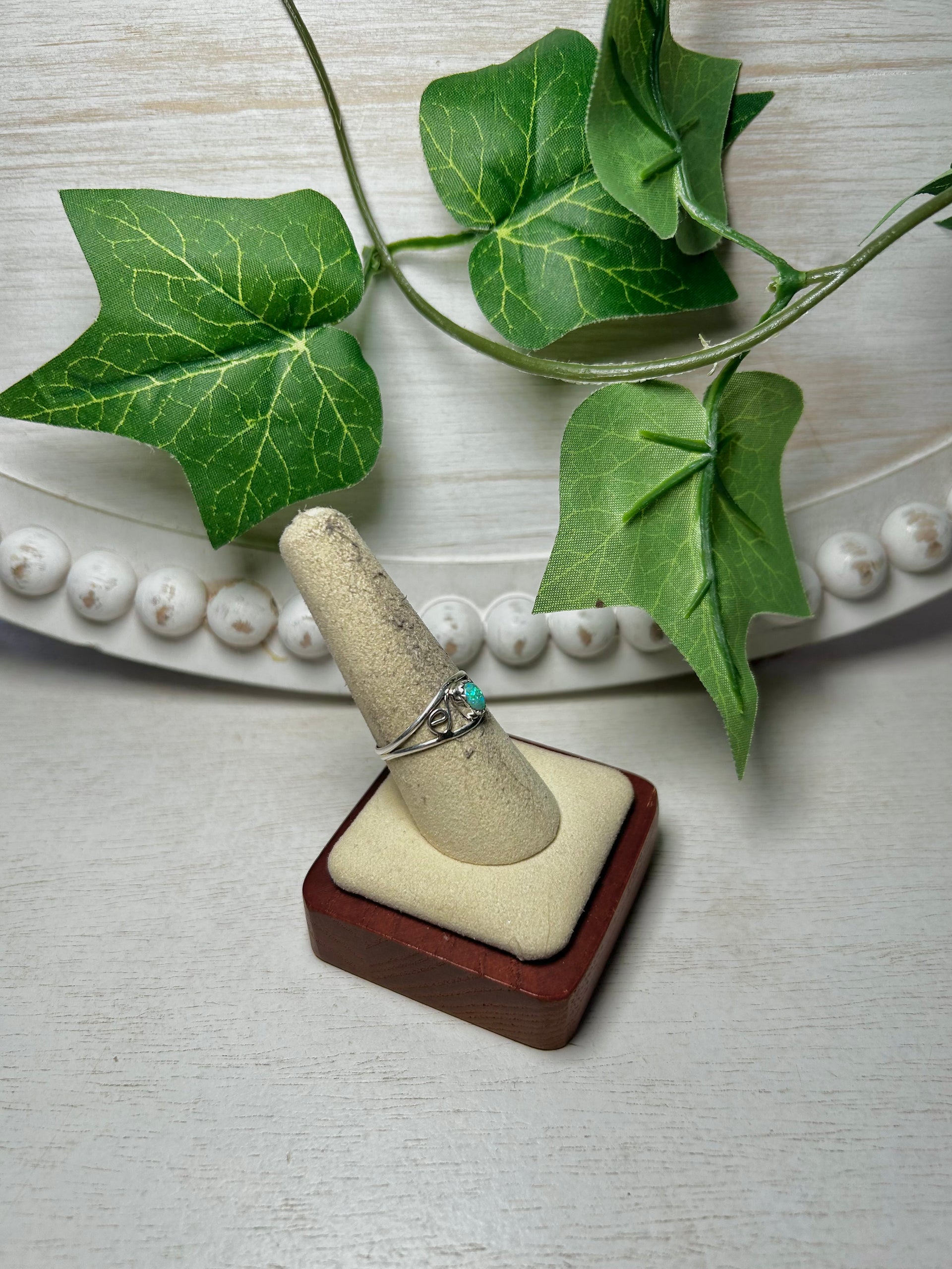 Navajo Made Opal & Sterling Silver Ring Size 8.75