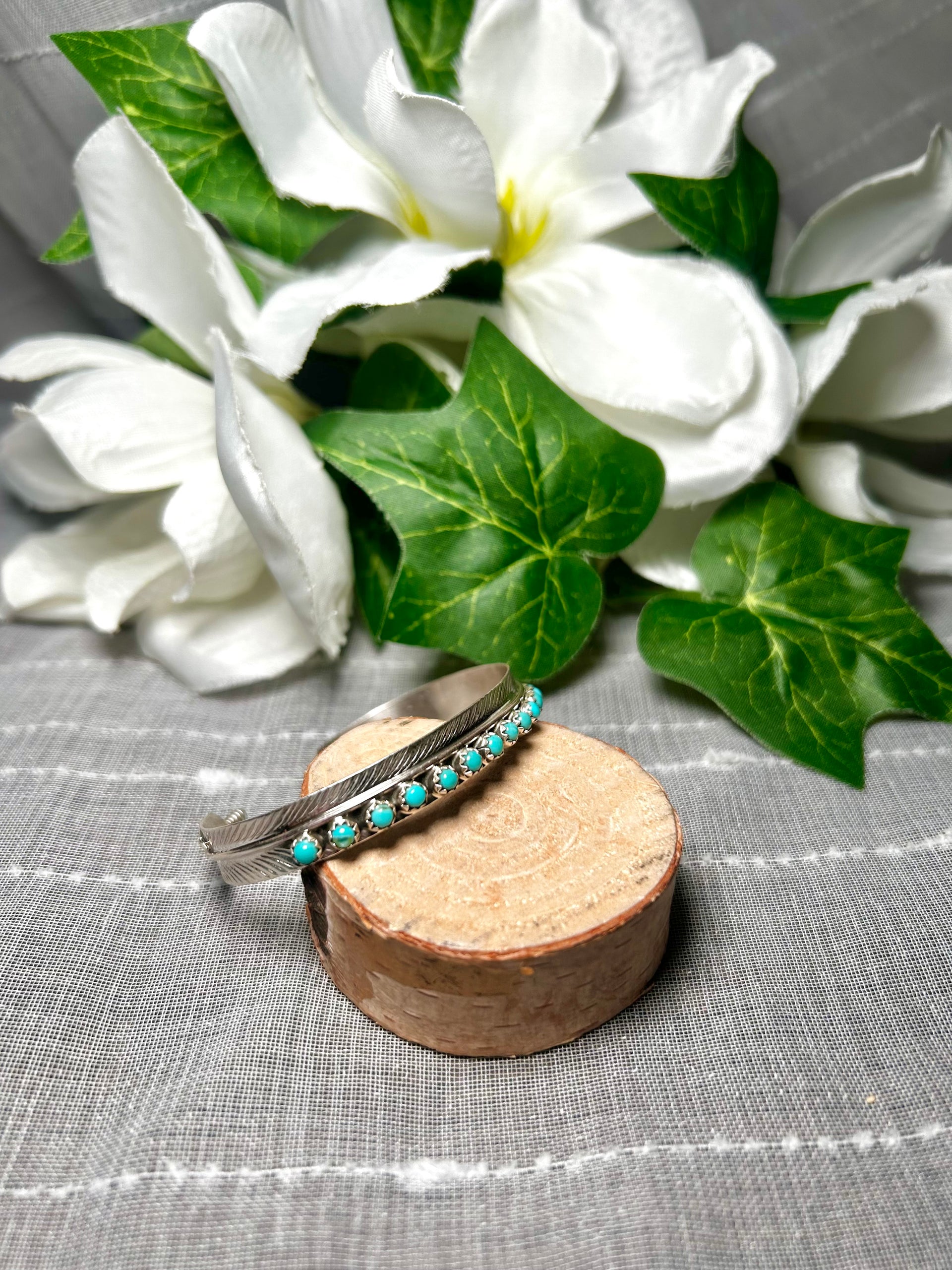 Navajo Made Kingman Turquoise & Sterling Silver Cuff Bracelet