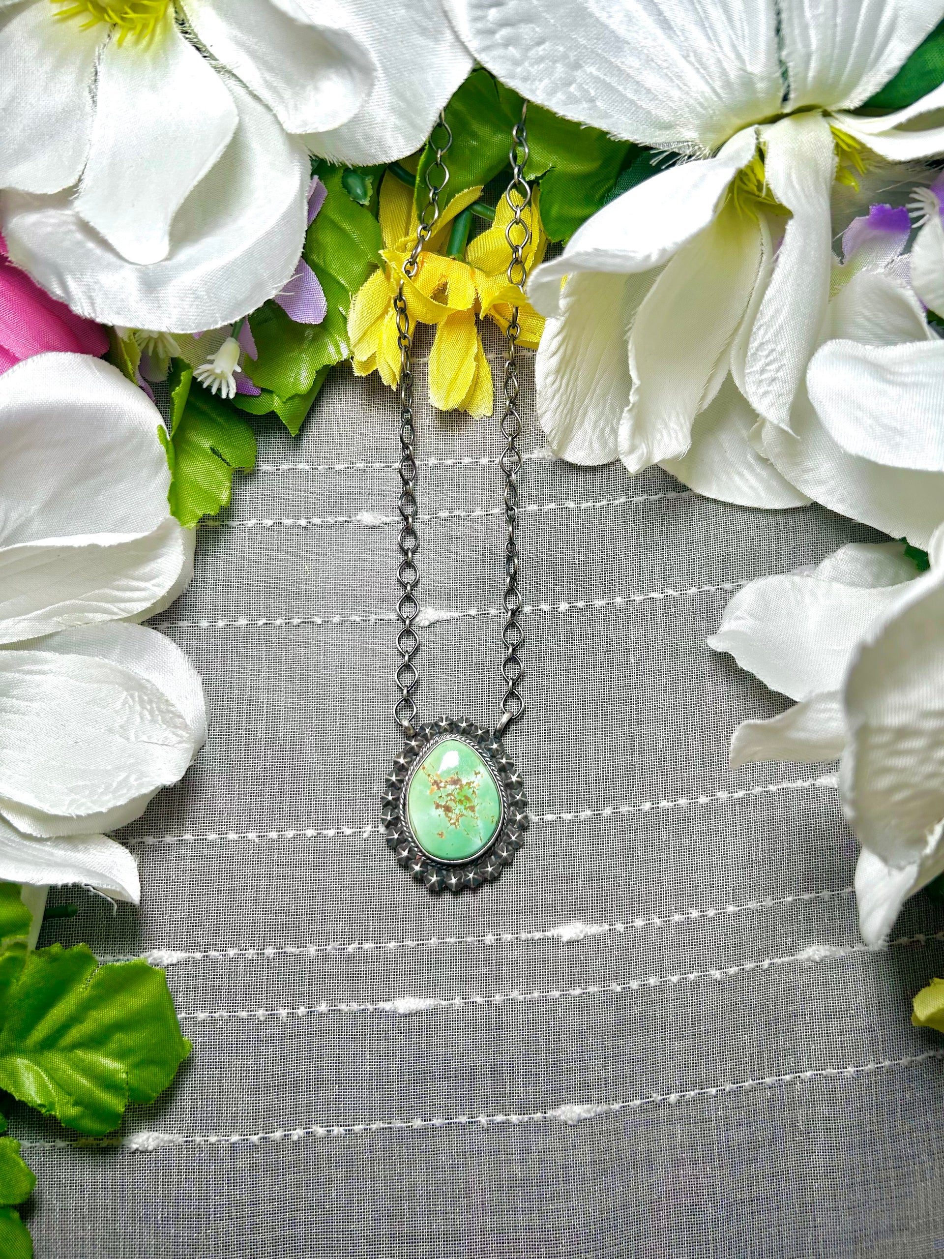 Navajo Made Royston Turquoise & Sterling Silver Necklace