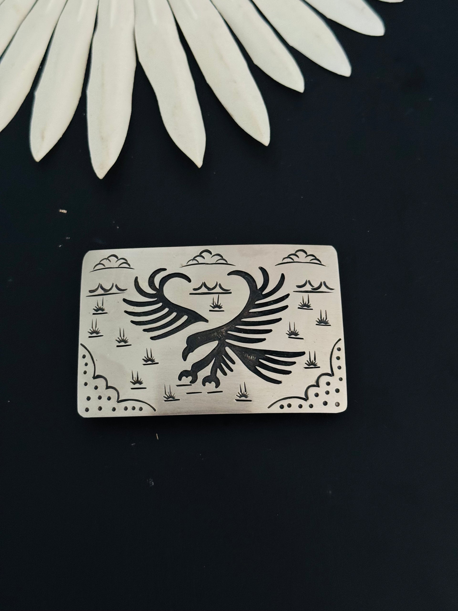 Navajo Made Sterling Silver Belt Buckle