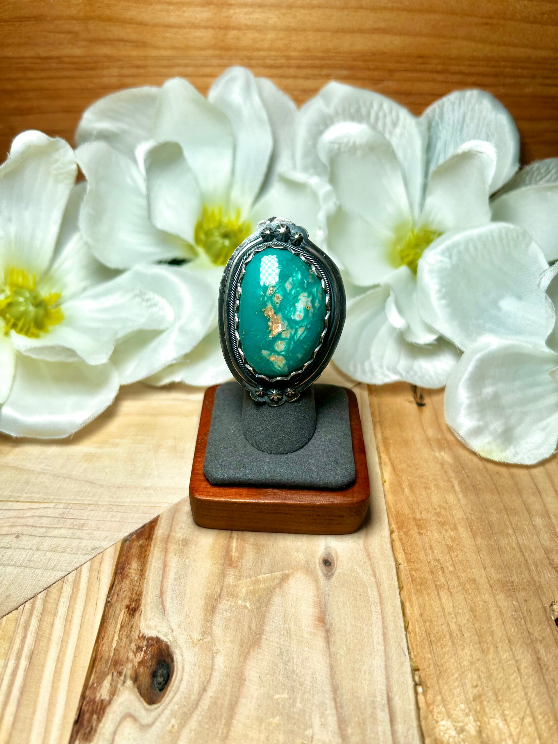 Scott Skeets Royston Turquoise & Sterling Silver Ring Size 6.5