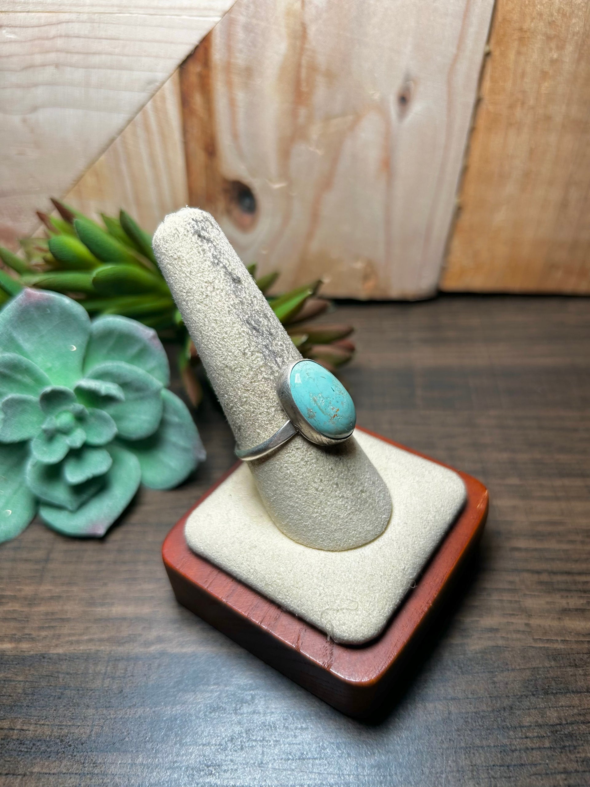 Navajo Made Royston Turquoise & Sterling Silver Ring Size 9.5