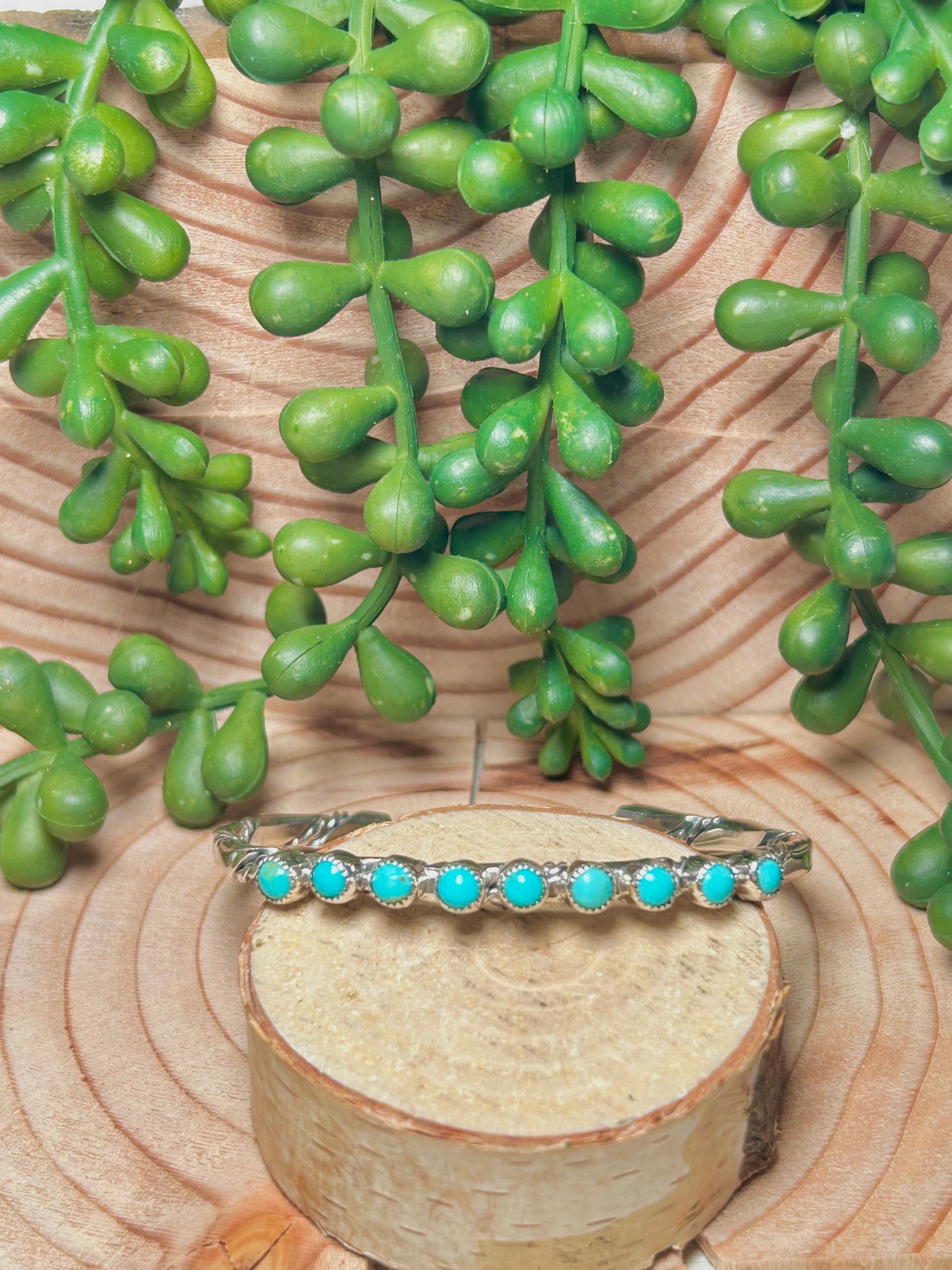 Navajo Made Kingman Turquoise & Sterling Silver Cuff Bracelet