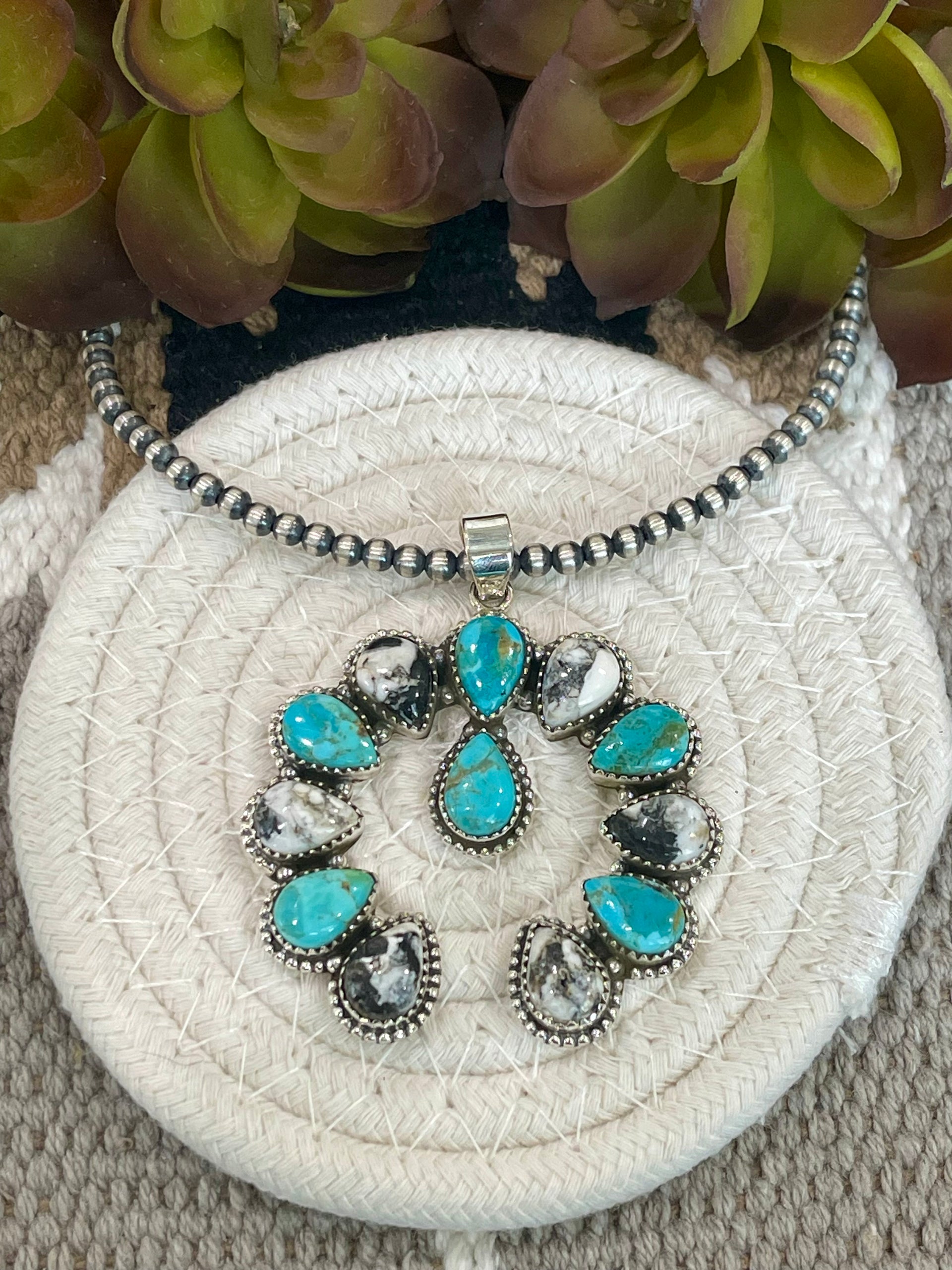 Southwest Handmade Multi Stone & Sterling Silver Naja Pendant
