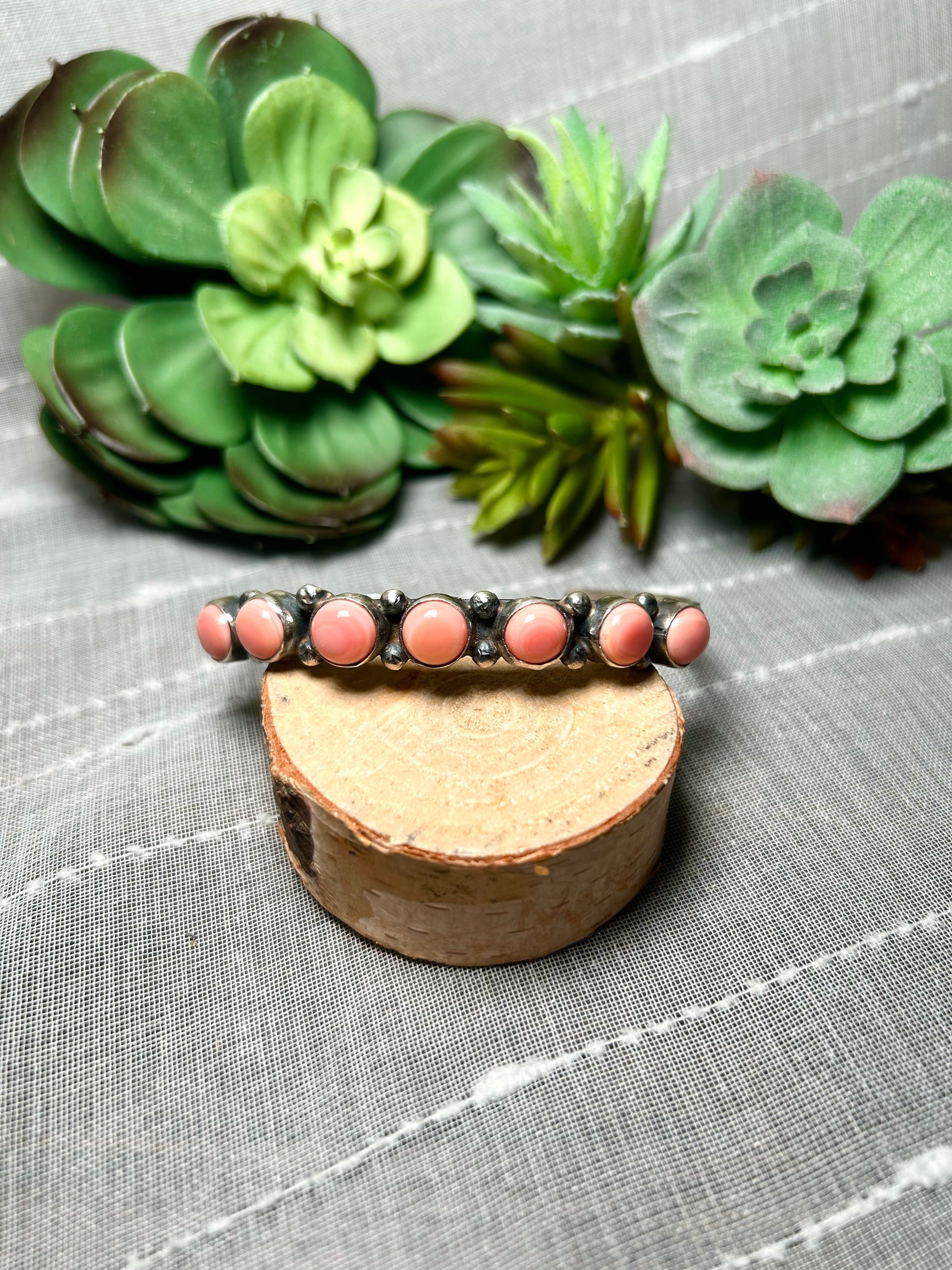 Jameson Garcia Pink Conch & Sterling Silver Cuff Bracelet