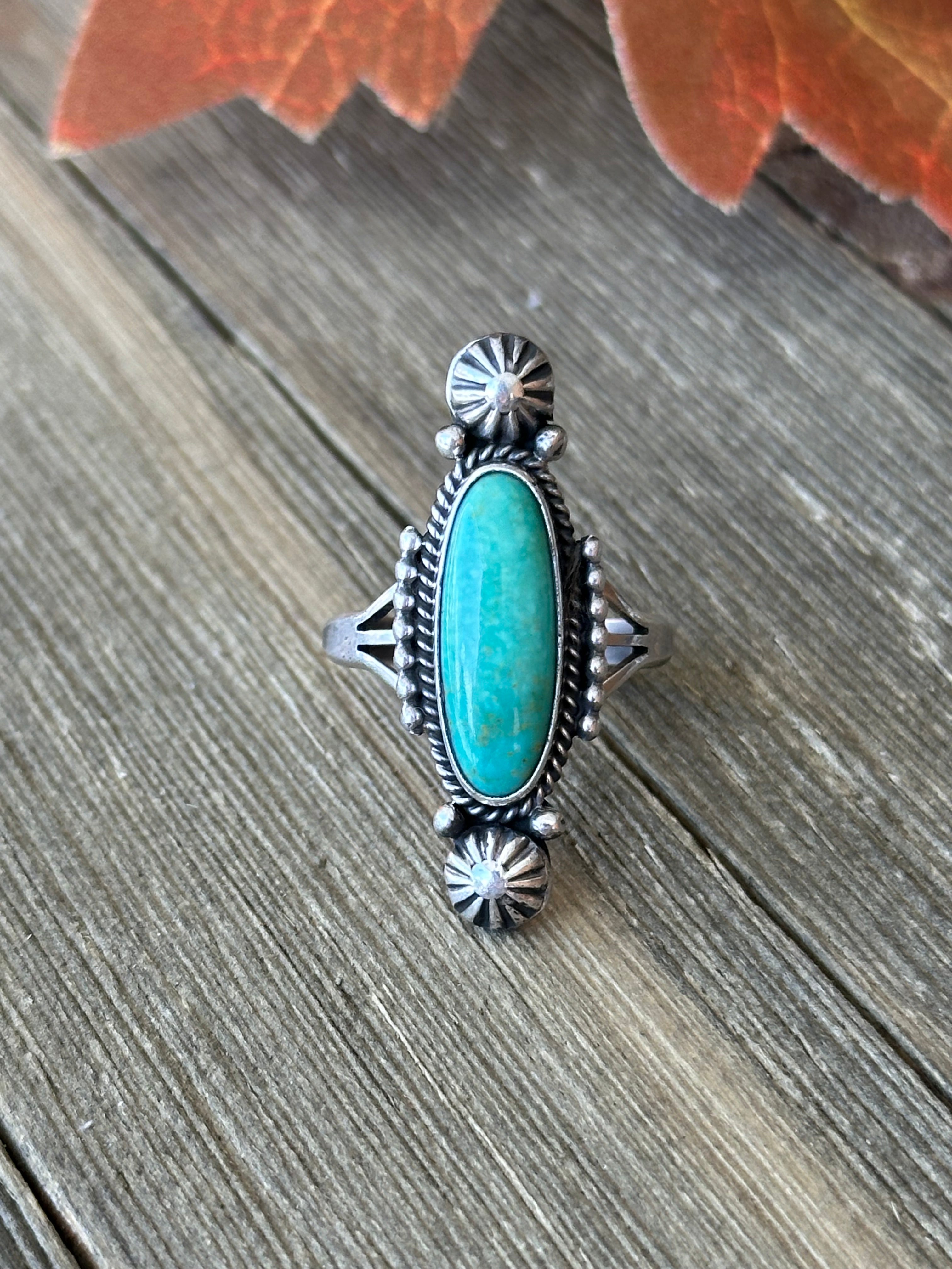 Navajo Made Kingman Turquoise & Sterling Silver Ring