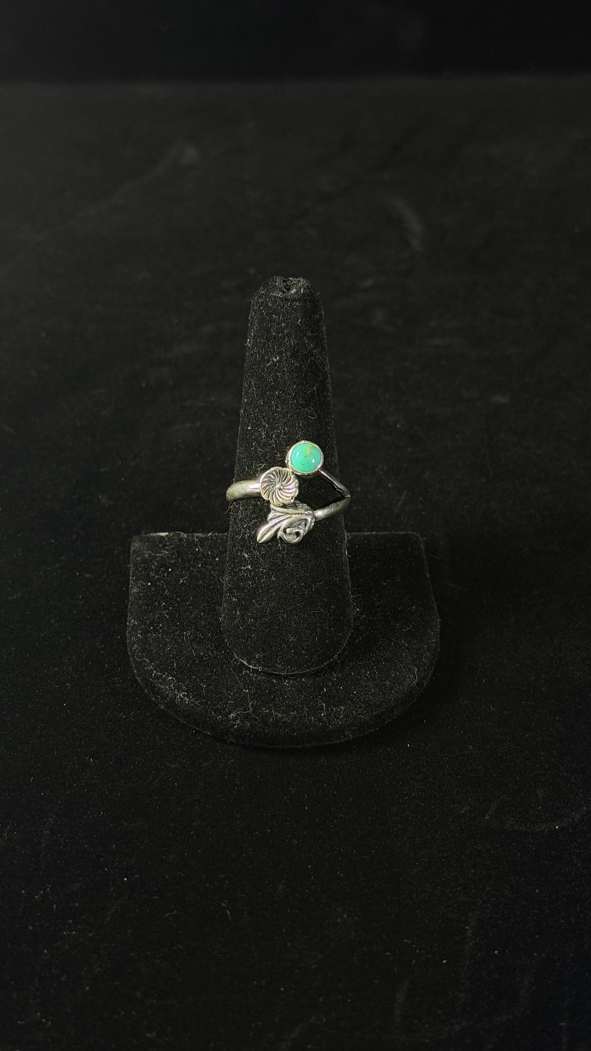 Navajo Made Kingman Turquoise & Sterling Silver Adjustable Ring