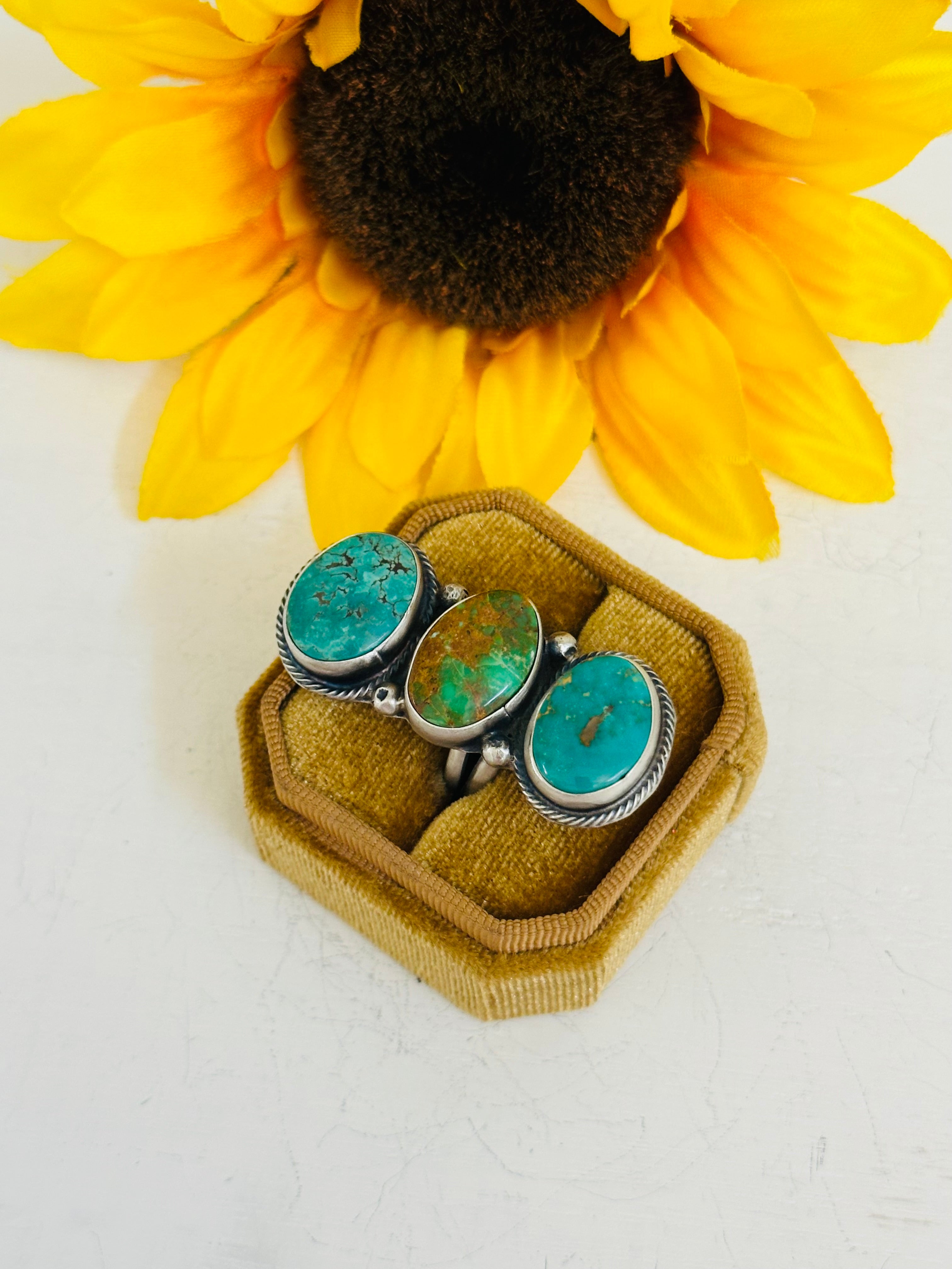 Navajo Made Royston Turquoise & Sterling Silver Adjustable Ring