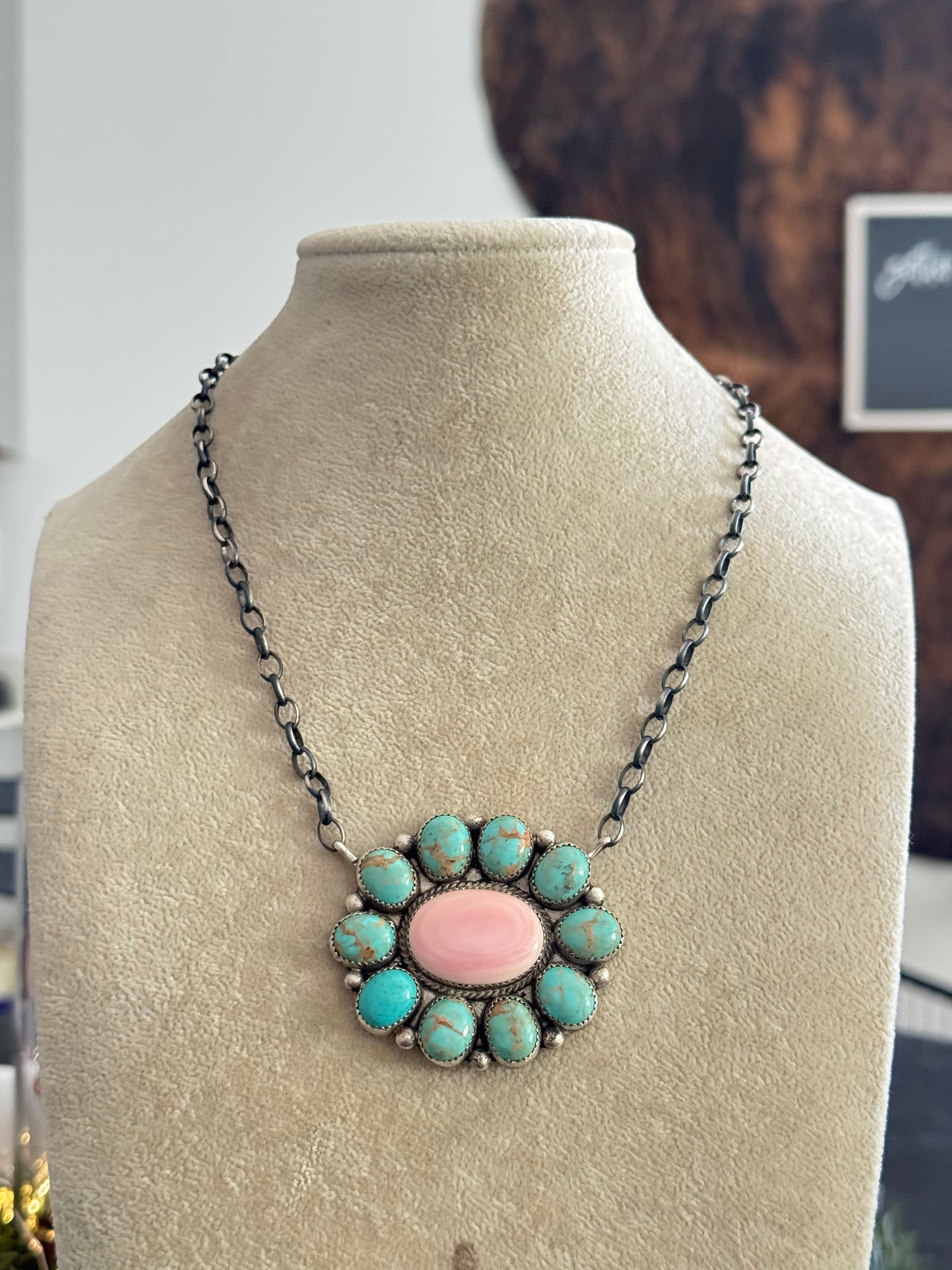 Maxine Ramirez Multi Stone & Sterling Silver Cluster Necklace