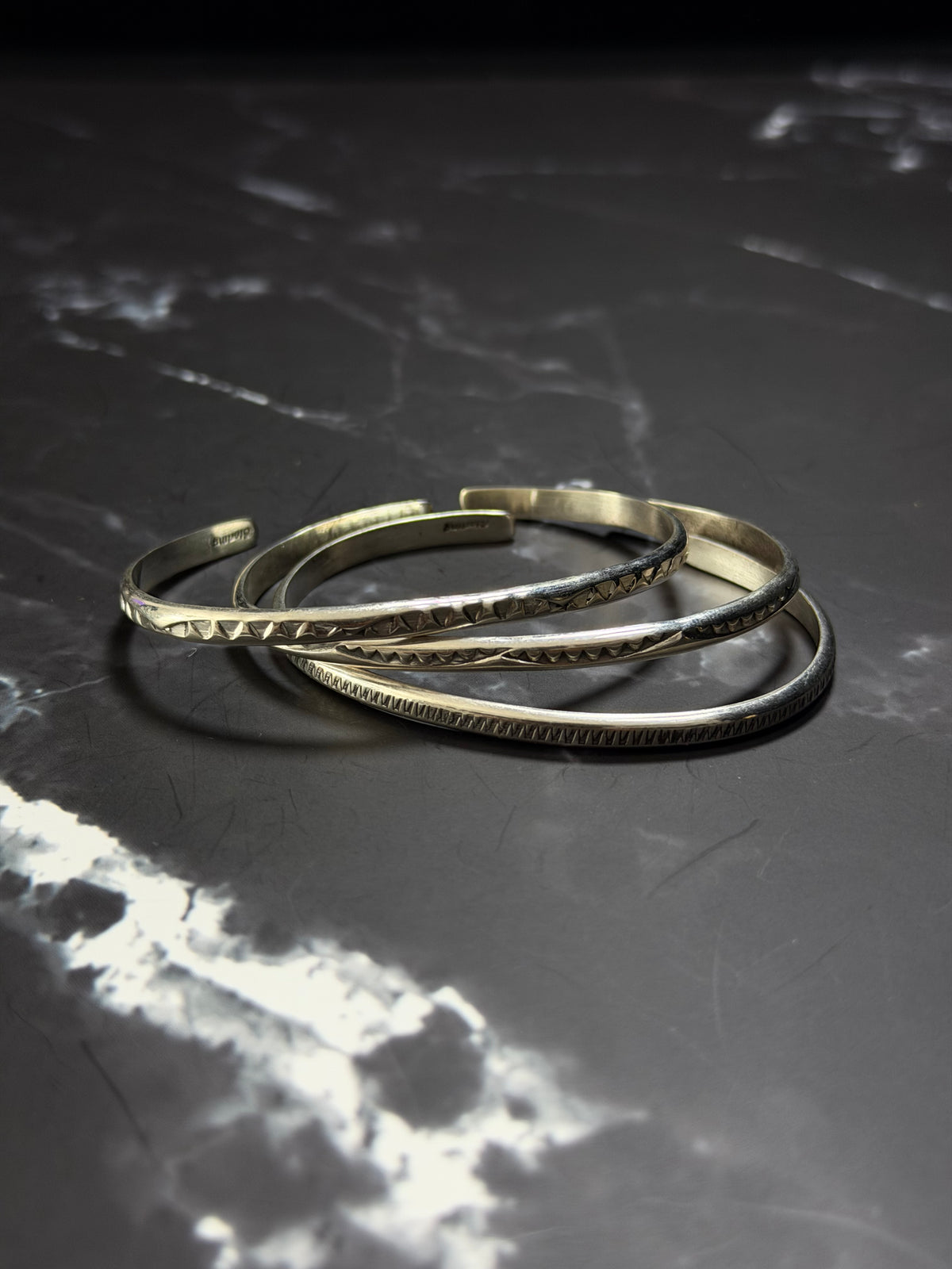 Elaine Tahe Sterling Silver Stamped Cuff Bracelet