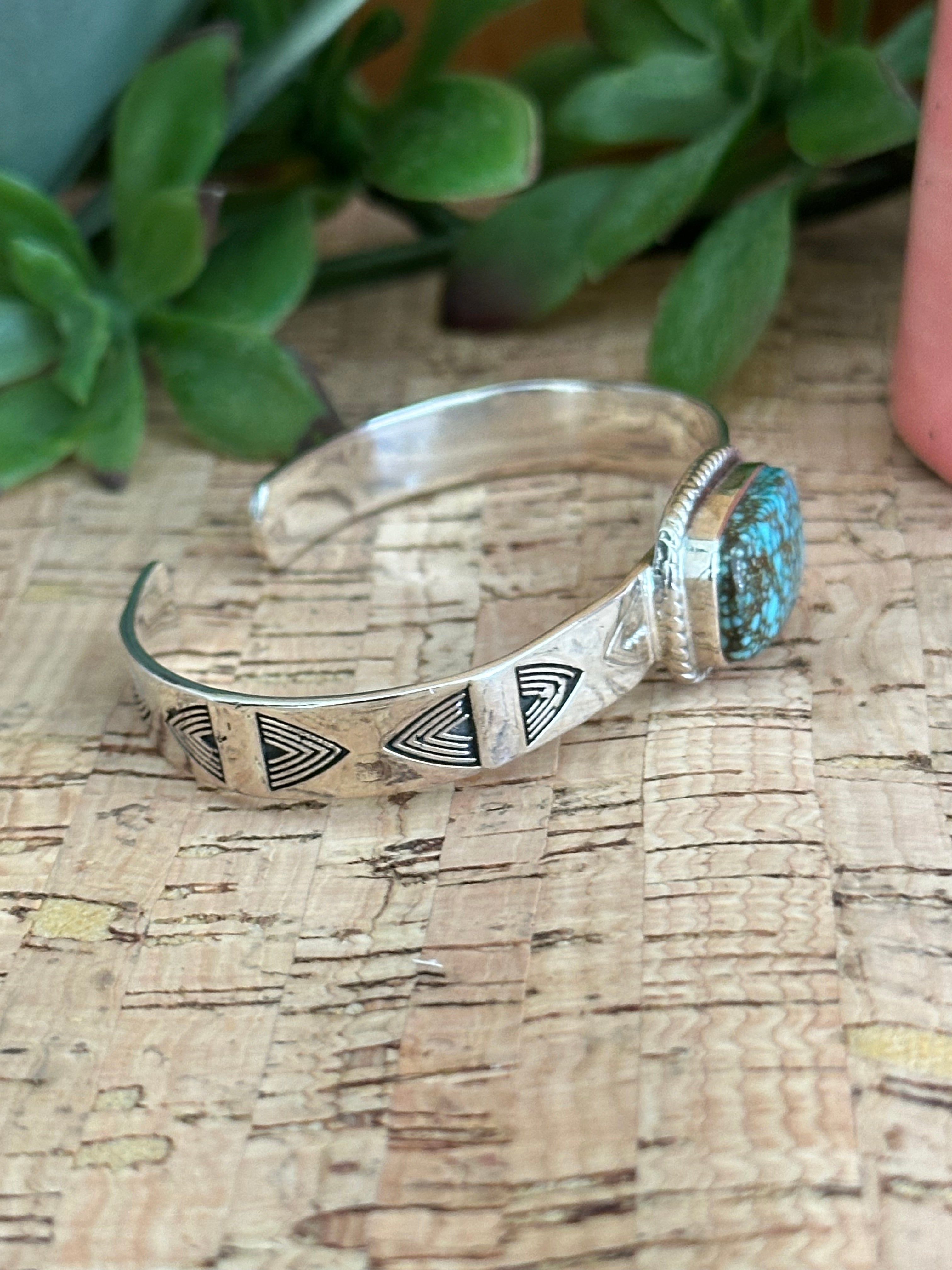 Southwest Made #8 Turquoise & Sterling Silver Cuff Bracelet