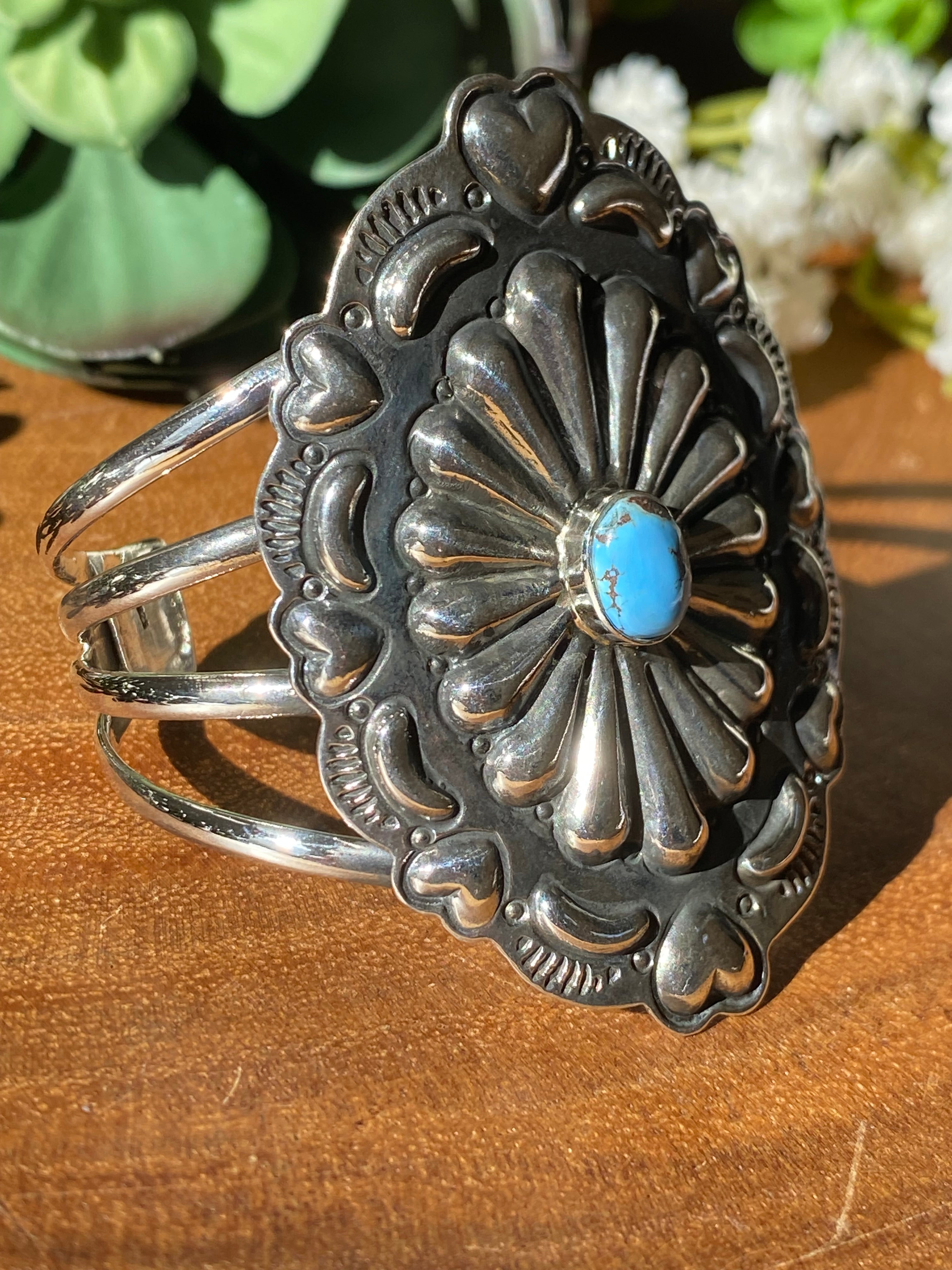 Southwest Handmade Golden Hills Turquoise & Sterling Silver Cuff Bracelet